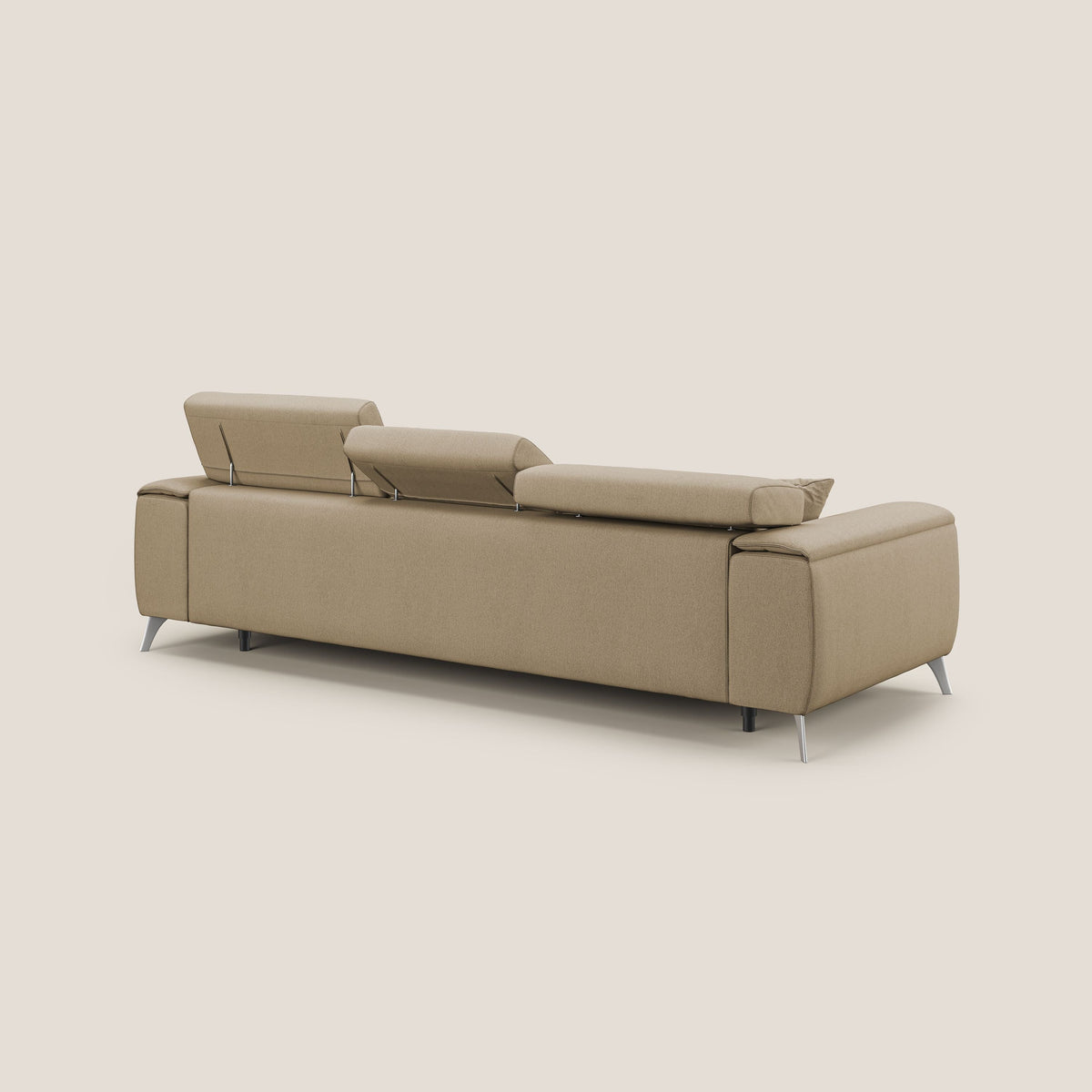 Fusion Divano angolare con sedute scorrevoli in tessuto morbido smacchiabile T05 beige - divitt.sbs