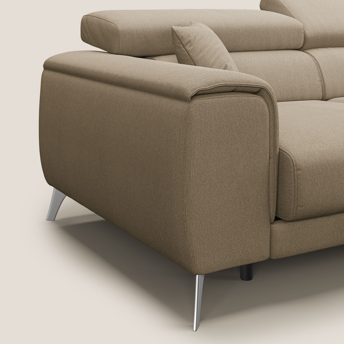 Fusion Divano angolare con sedute scorrevoli in tessuto morbido smacchiabile T05 beige - divitt.sbs
