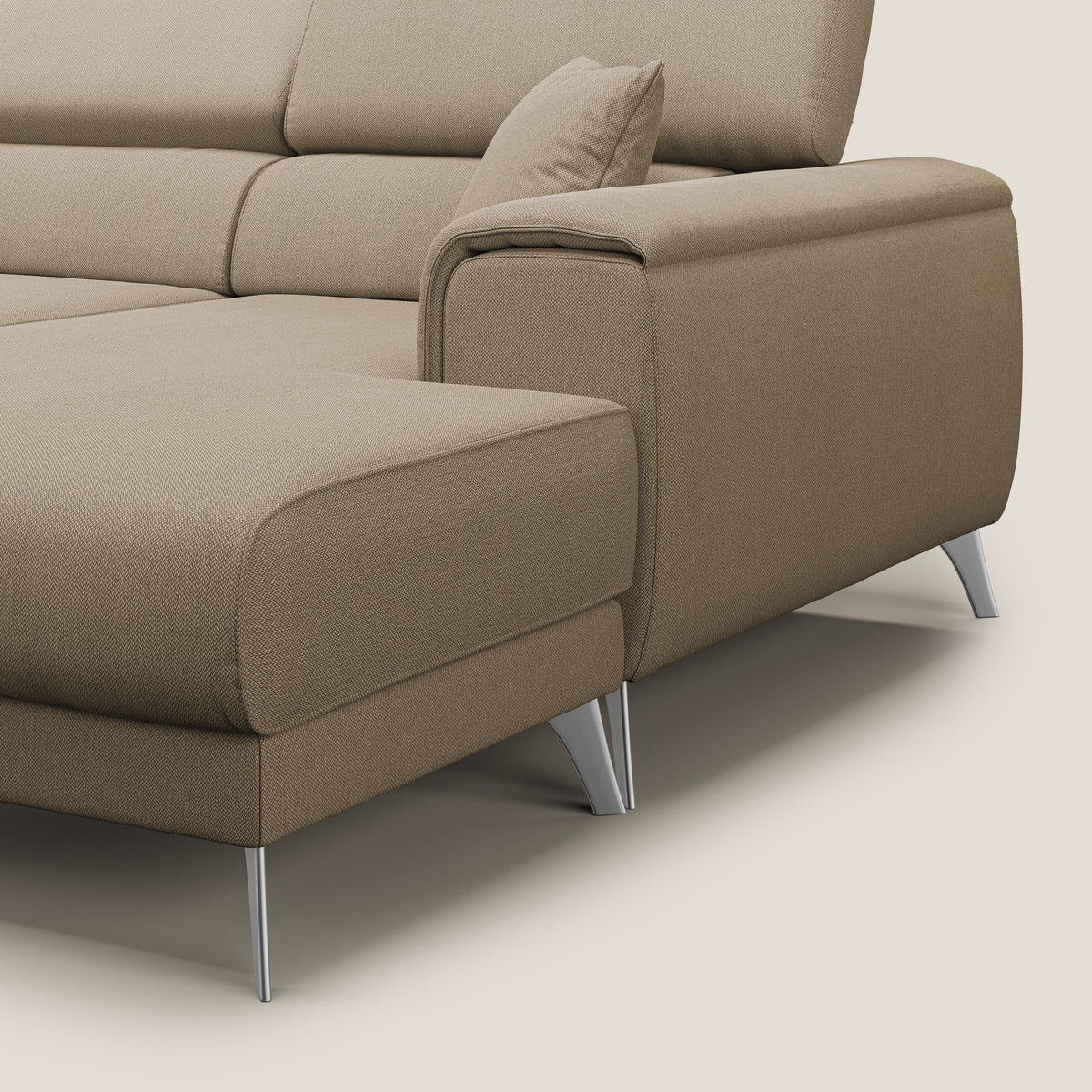 Fusion Divano angolare con sedute scorrevoli in tessuto morbido smacchiabile T05 beige - divitt.sbs