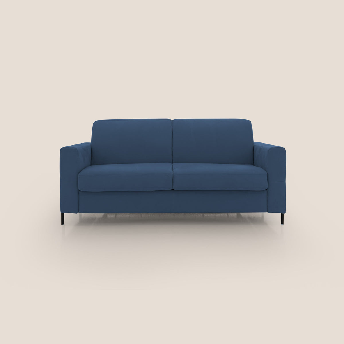 Ortensia divano letto materasso H18 cm con piedi alti in elegante microfibra smacchiabile T11 blu - divitt.sbs