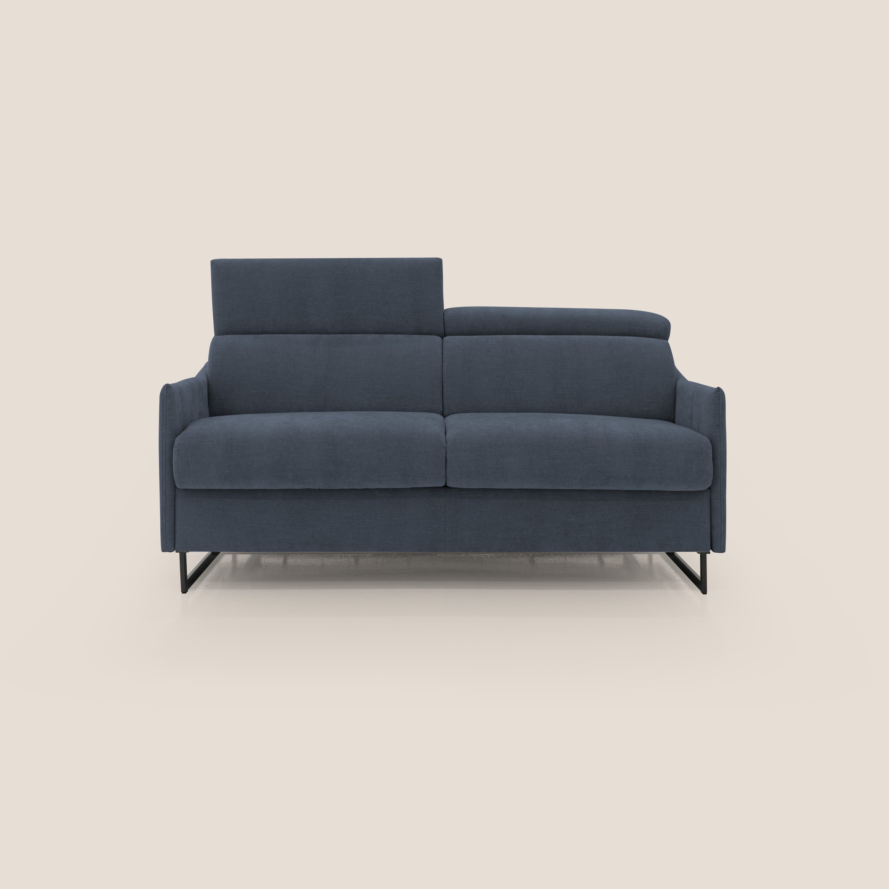 Loto divano letto salvaspazio materasso H18 cm con piedi alti in morbido tessuto impermeabile T14 blu - divitt.sbs