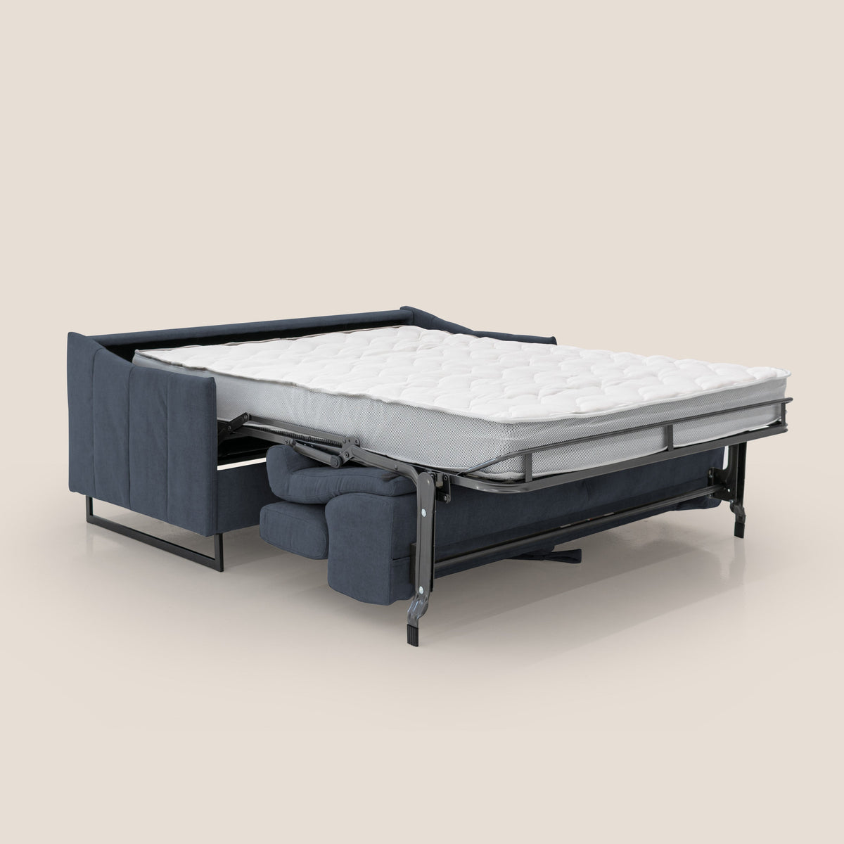 Loto divano letto salvaspazio materasso H18 cm con piedi alti in morbido tessuto impermeabile T14 blu - divitt.sbs