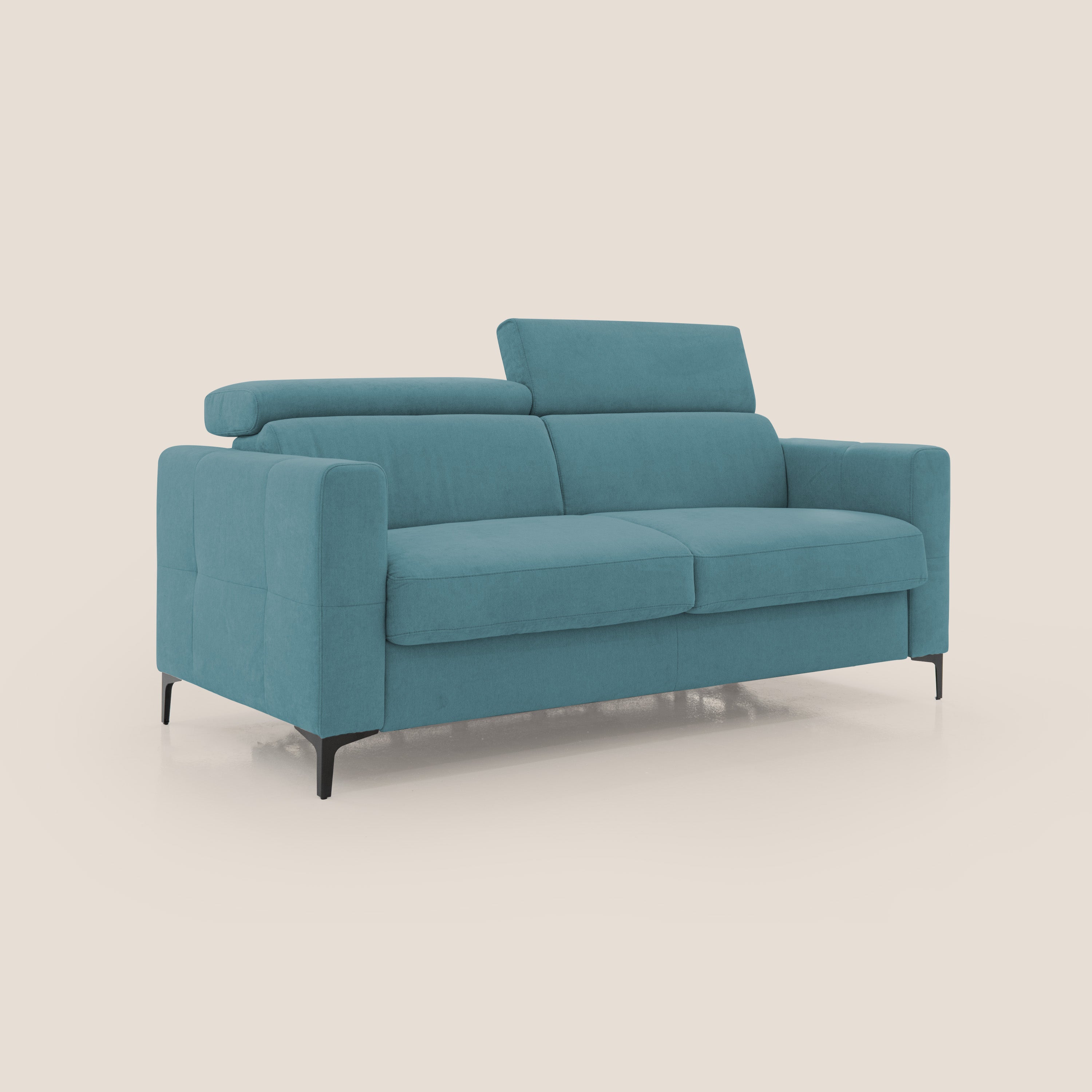 Gardenia divano letto materasso alto 18 cm con poggiatesta reclinabili e rivestimento impermeabile T02 azzurro - divitt.sbs