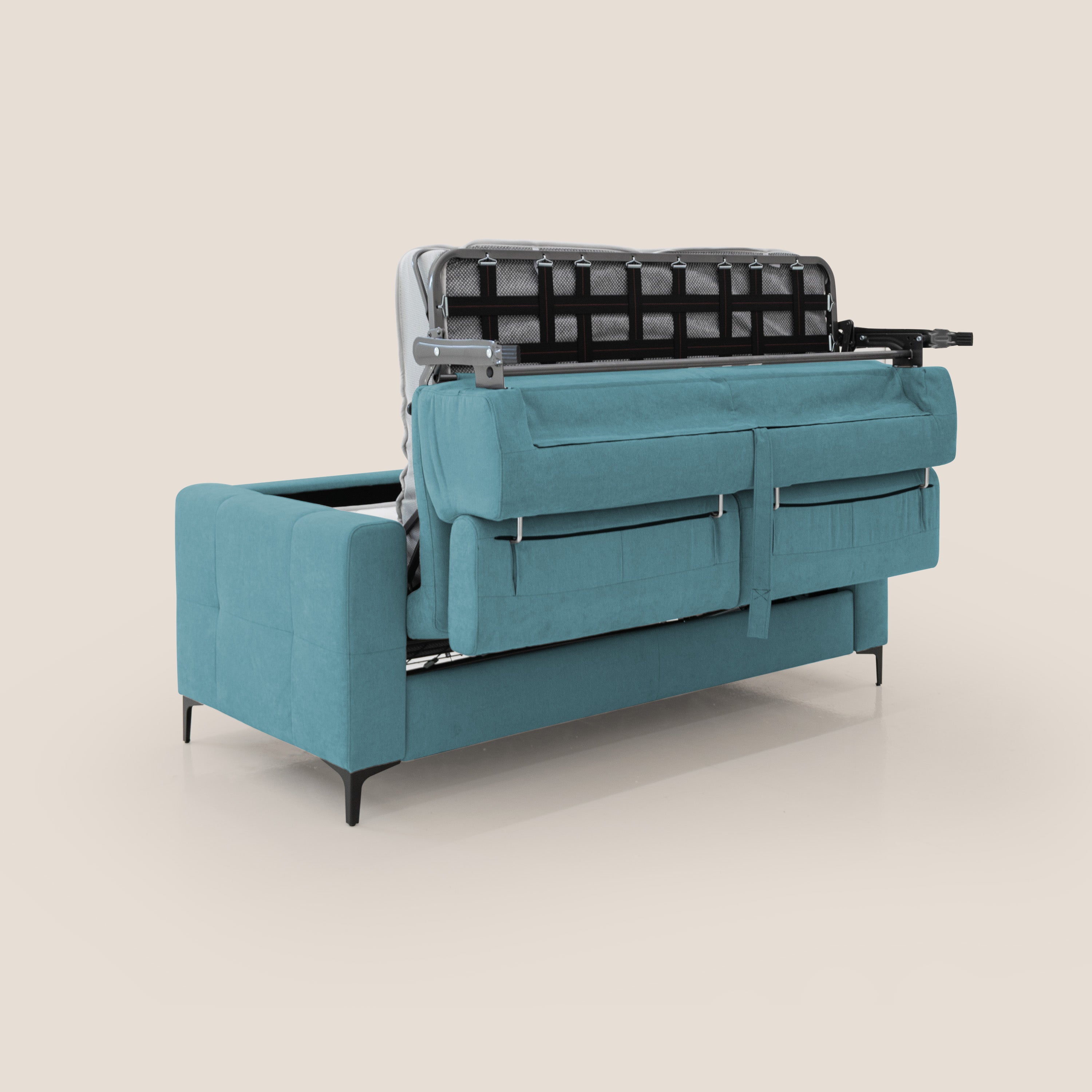 Gardenia divano letto materasso alto 18 cm con poggiatesta reclinabili e rivestimento impermeabile T02 azzurro - divitt.sbs