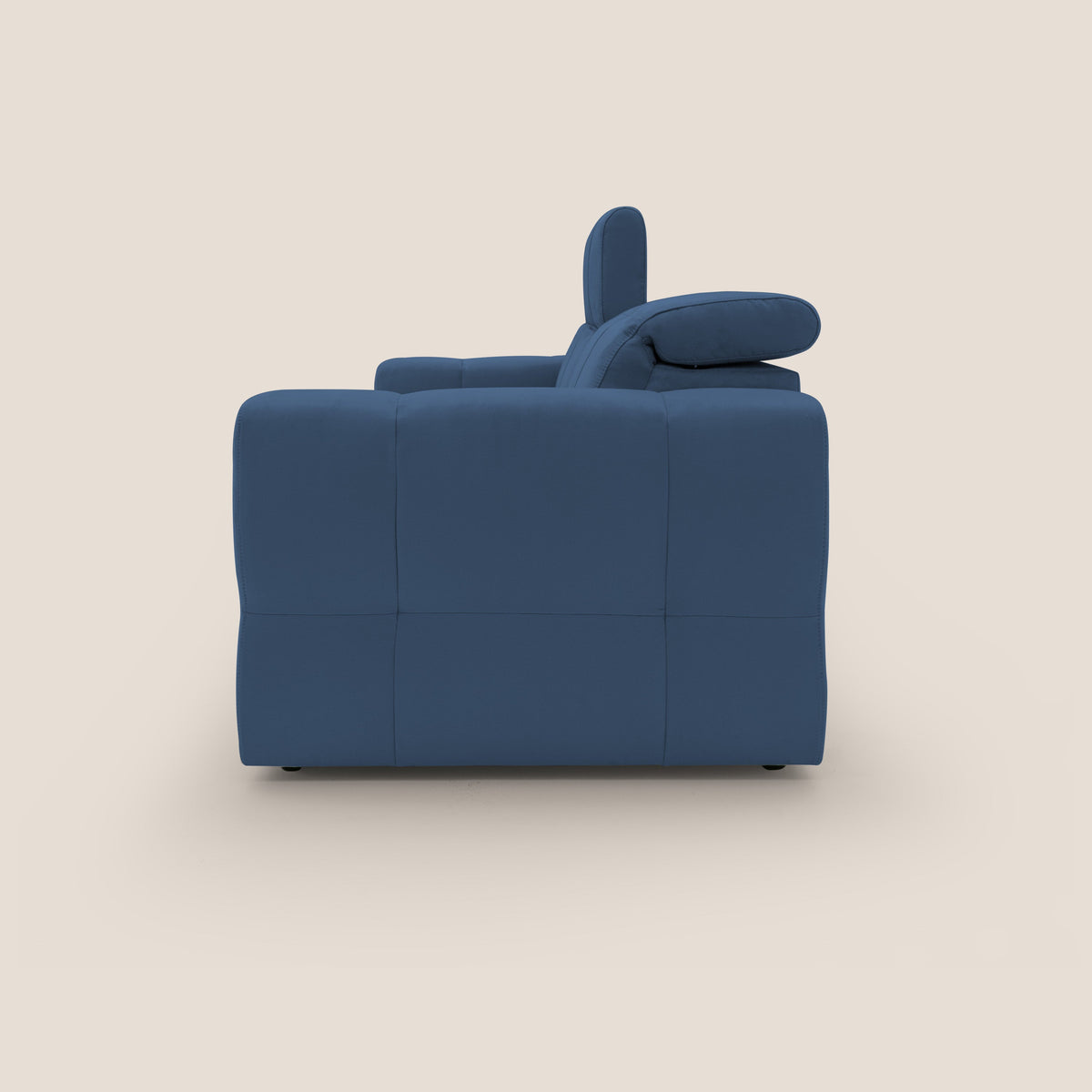 Kronos Divano con pouf estraibile poggiapiedi e poggiatesta reclinabili in morbida microfibra impermeabile T11 blu - divitt.sbs