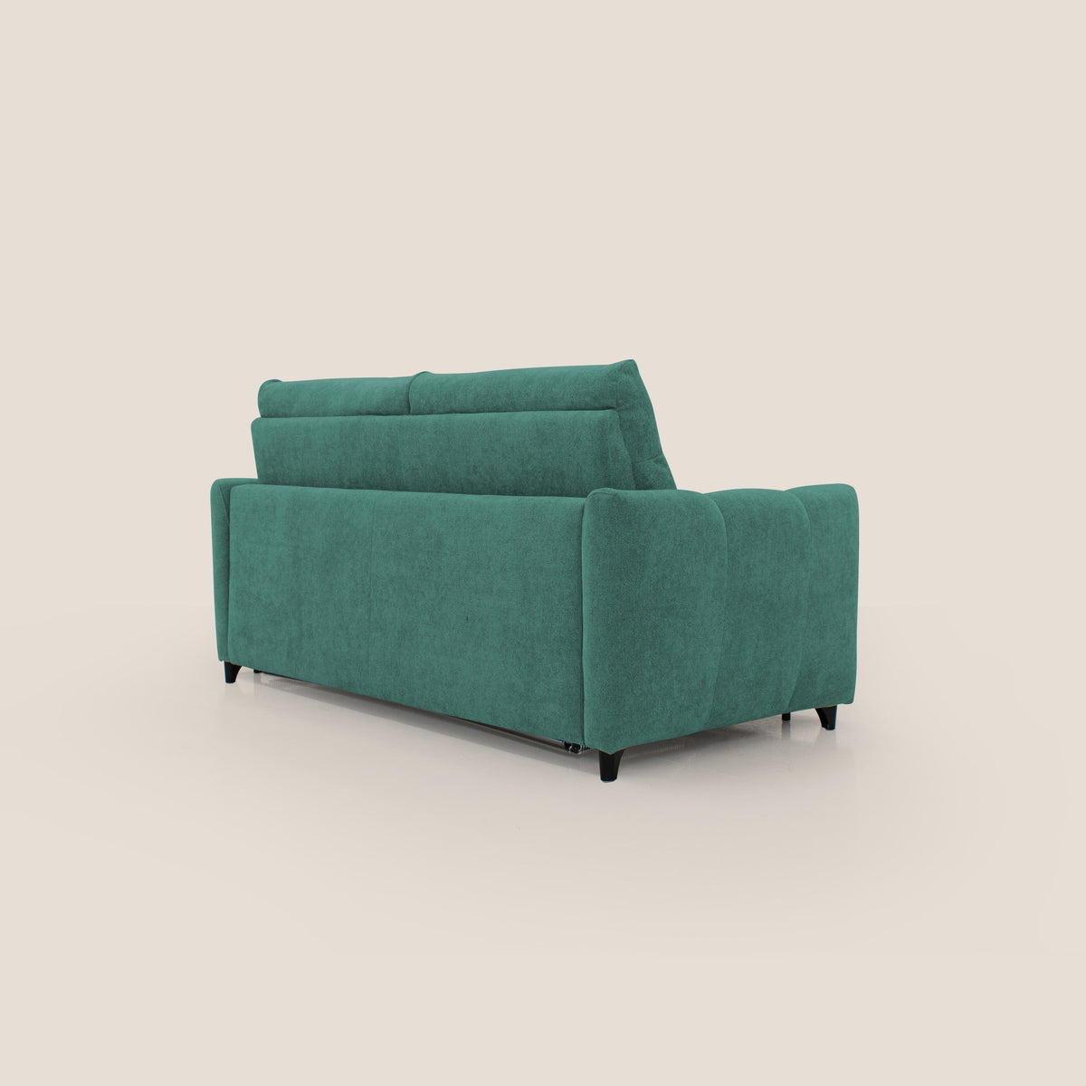 Peonia divano letto scandinavo con materasso H18 cm e morbido e alto schienale in tessuto Bouclé impermeabile T07 verde - divitt.sbs
