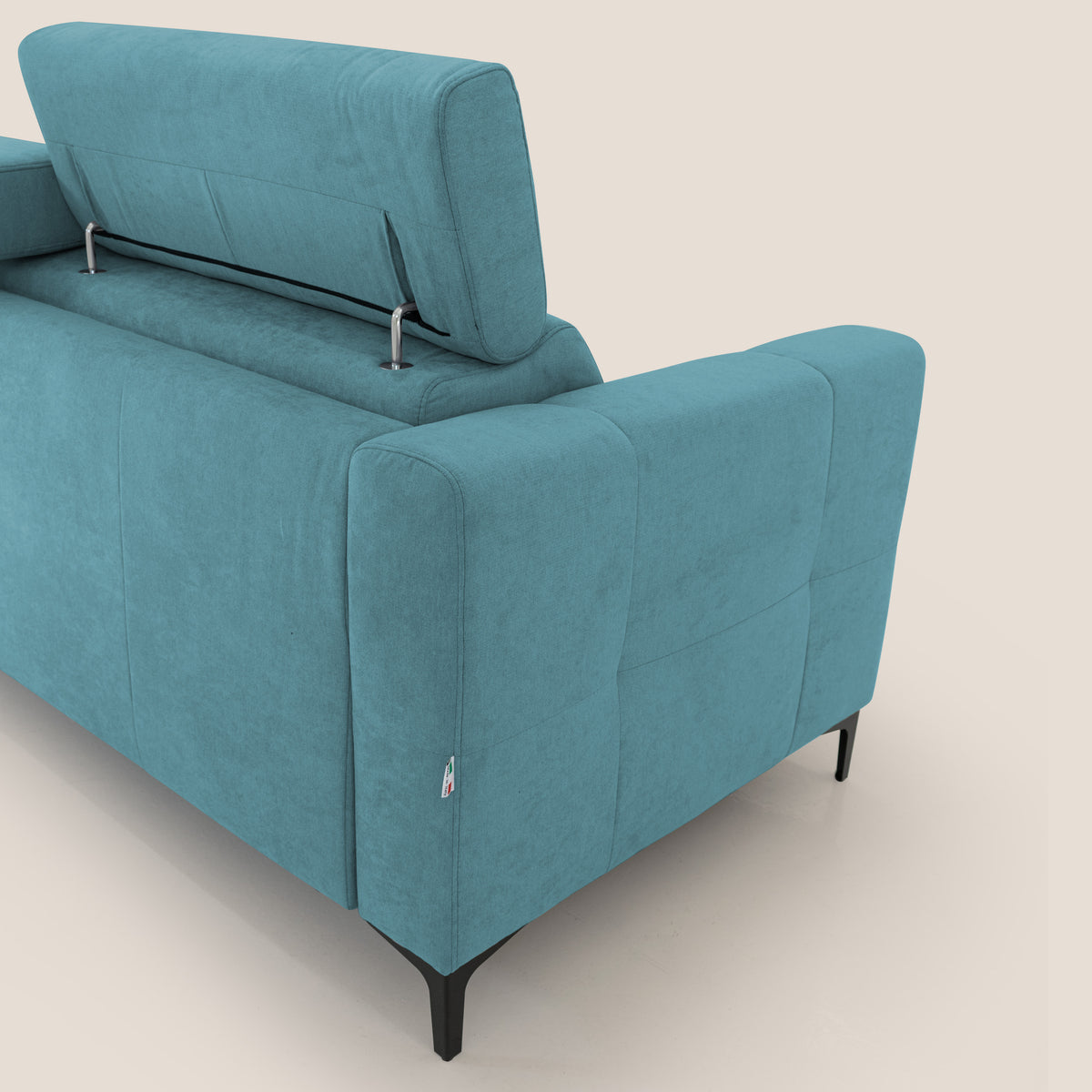 Gardenia divano letto materasso alto 18 cm con poggiatesta reclinabili e rivestimento impermeabile T02 azzurro - divitt.sbs