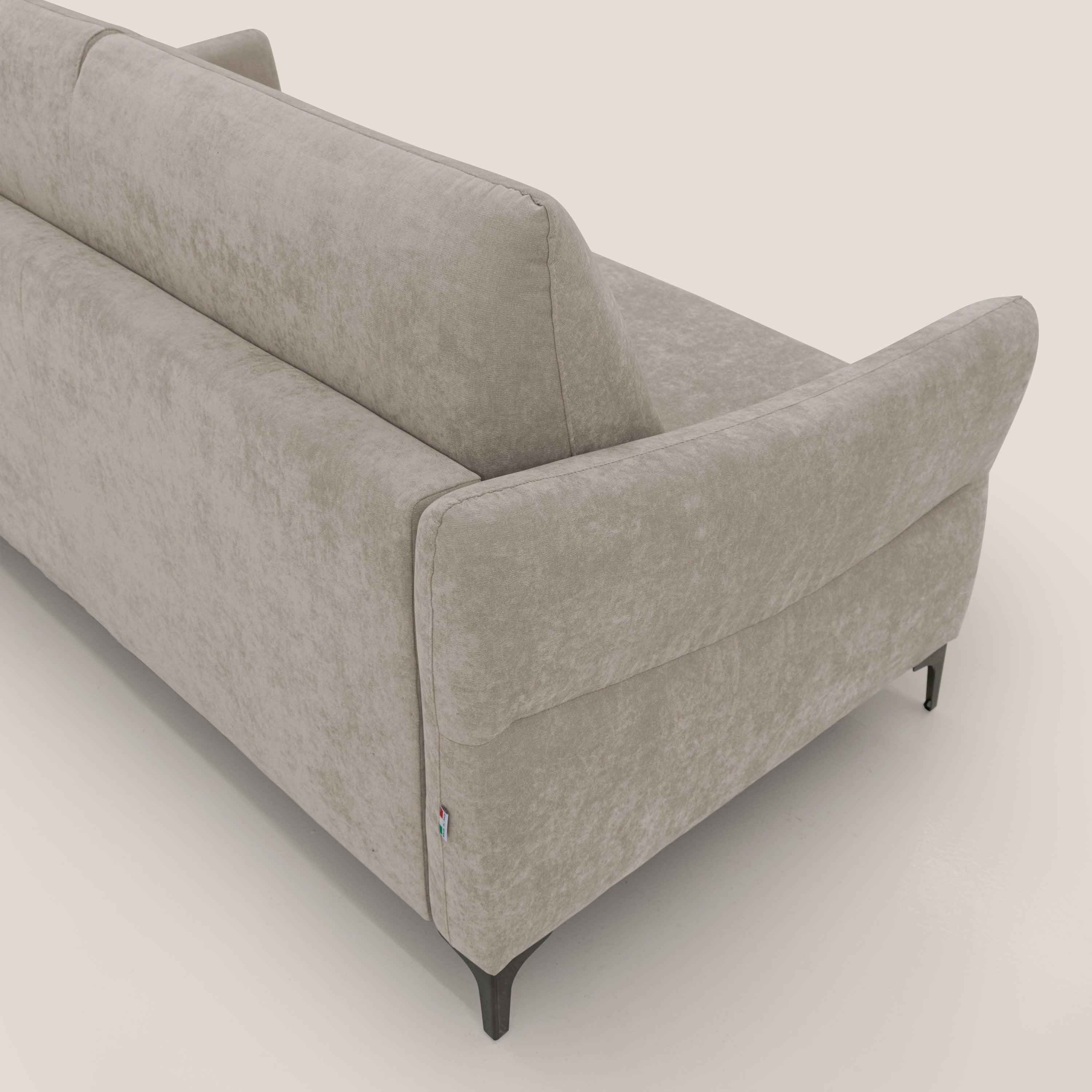 Dalia divano letto con materasso H18 cm e piedi alti in raffinato tessuto smacchiabile T17 beige - divitt.sbs
