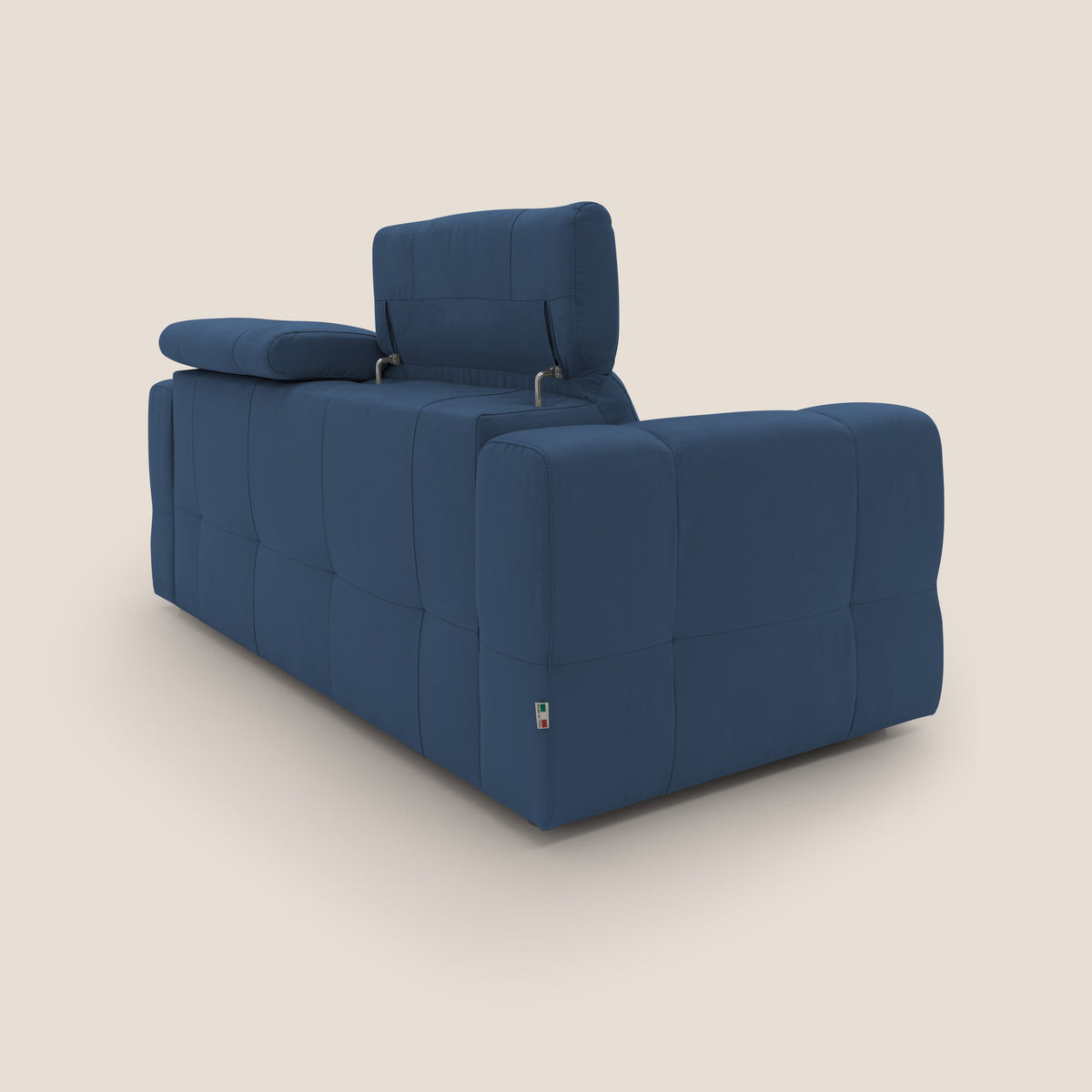 Kronos Divano con pouf estraibile poggiapiedi e poggiatesta reclinabili in morbida microfibra impermeabile T11 blu - divitt.sbs