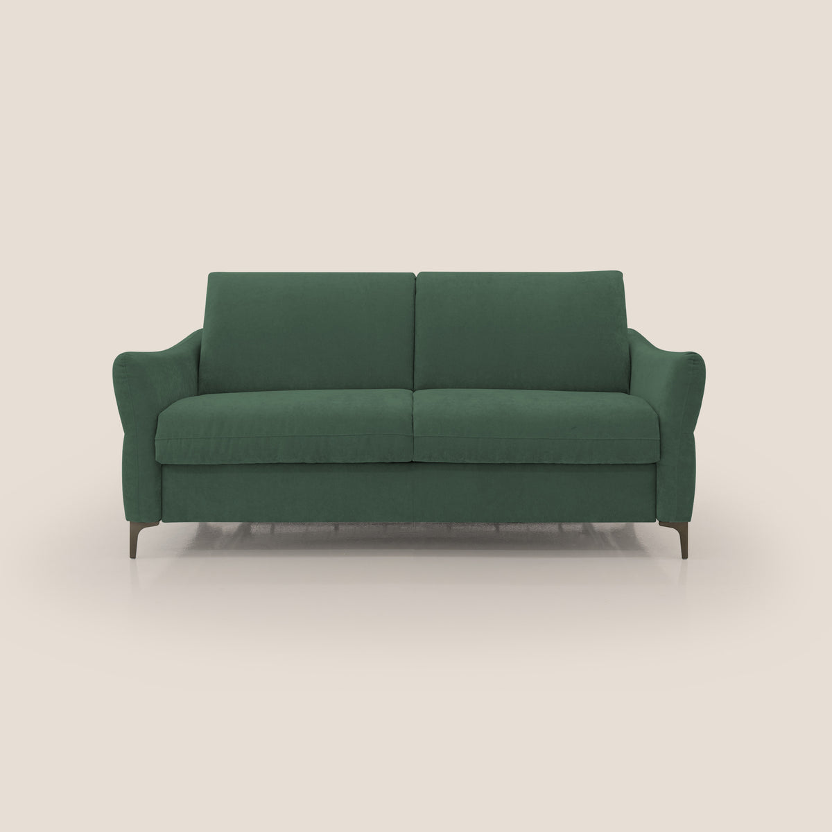 Dalia divano letto con materasso H18 cm e piedi alti in raffinato tessuto smacchiabile T17 verde - divitt.sbs