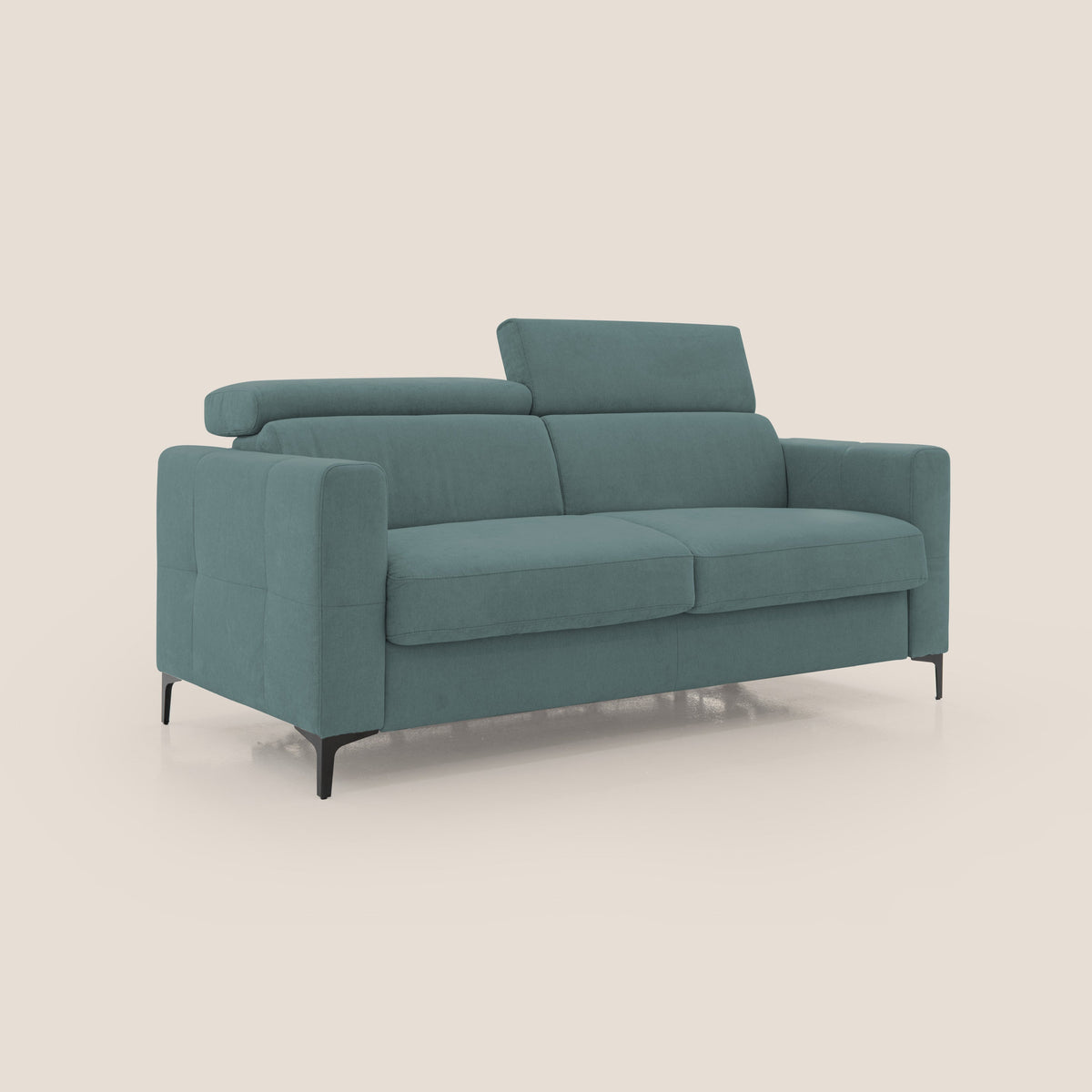 Gardenia divano letto materasso alto 18 cm con poggiatesta reclinabili e rivestimento impermeabile T02 petrolio - divitt.sbs