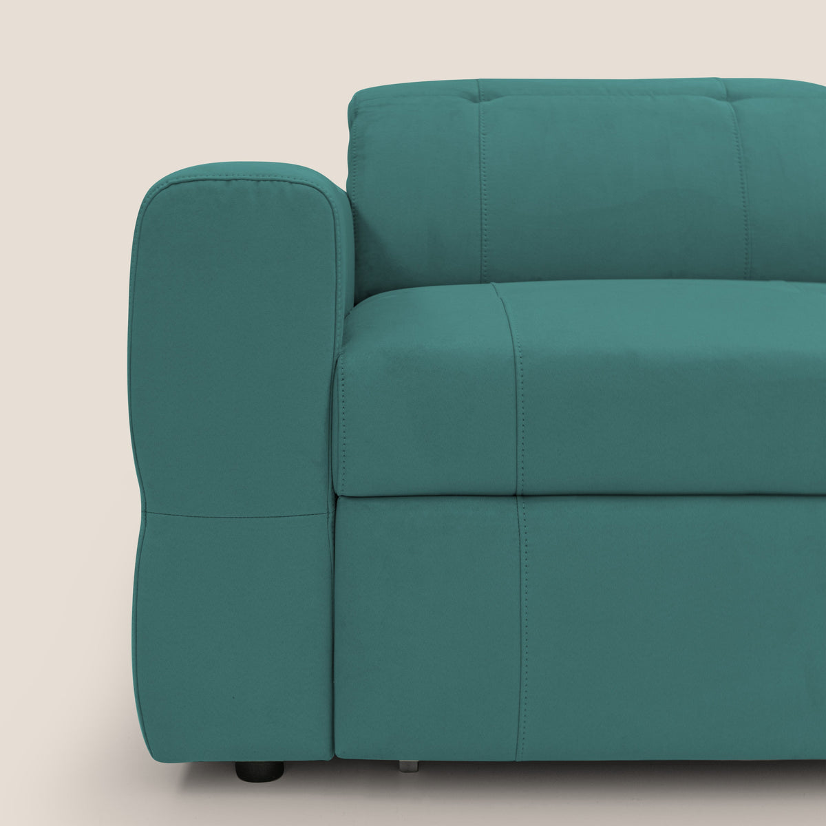 Kronos Divano con pouf estraibile poggiapiedi e poggiatesta reclinabili in morbida microfibra impermeabile T11 petrolio - divitt.sbs