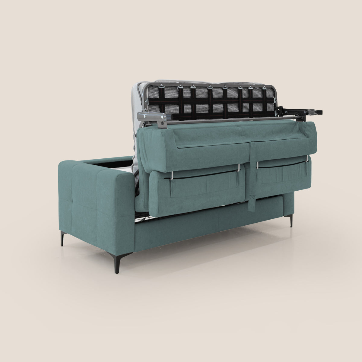 Gardenia divano letto materasso alto 18 cm con poggiatesta reclinabili e rivestimento impermeabile T02 petrolio - divitt.sbs