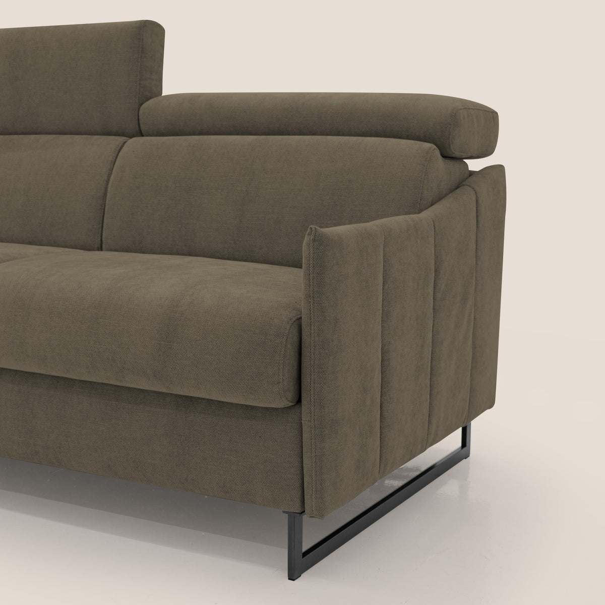 Loto divano letto salvaspazio materasso H18 cm con piedi alti in morbido tessuto impermeabile T14 marrone - divitt.sbs
