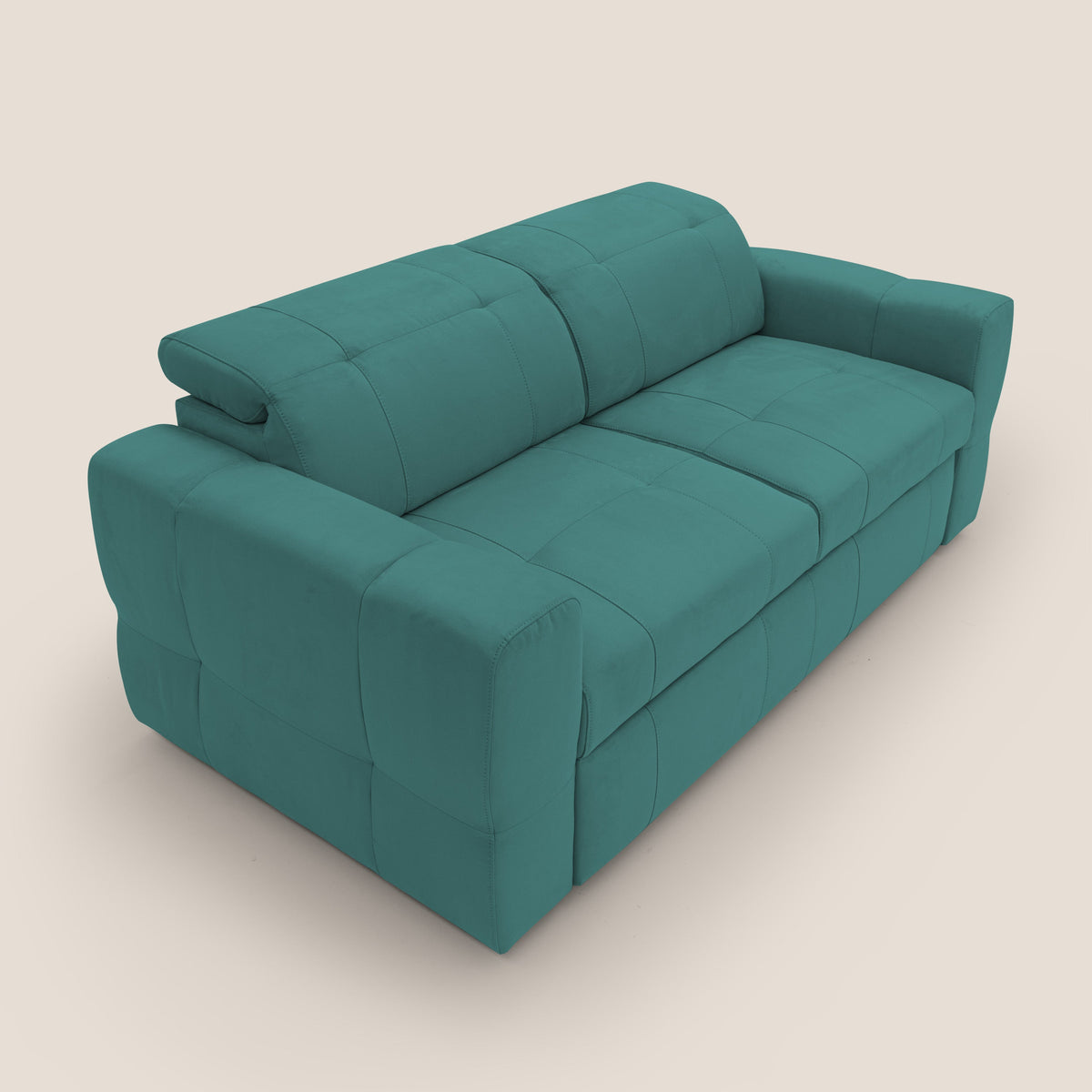 Kronos Divano con pouf estraibile poggiapiedi e poggiatesta reclinabili in morbida microfibra impermeabile T11 petrolio - divitt.sbs