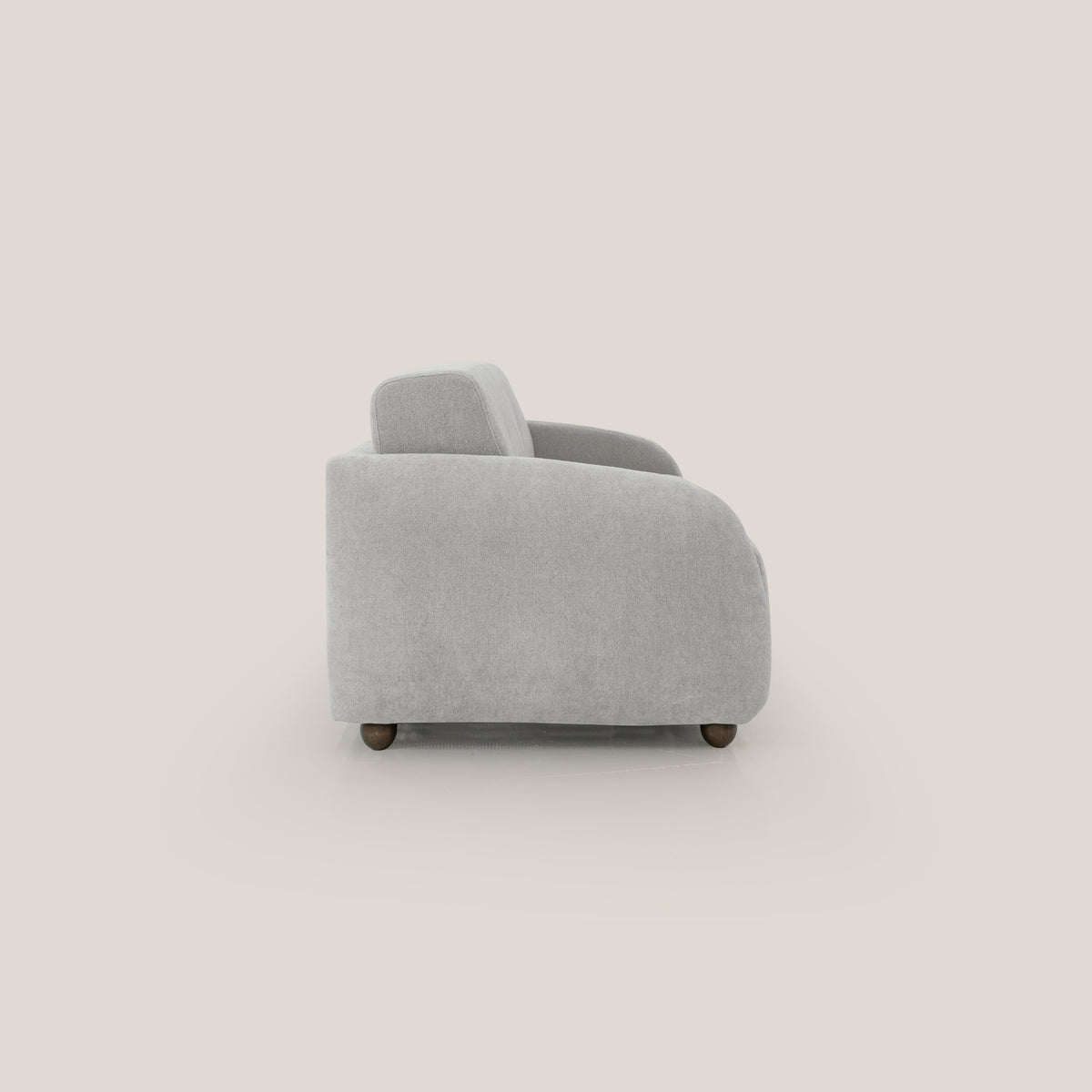 Giglio divano letto scandinavo japandi con materasso H18 cm in tessuto Bouclé impermeabile T07 grigio - divitt.sbs