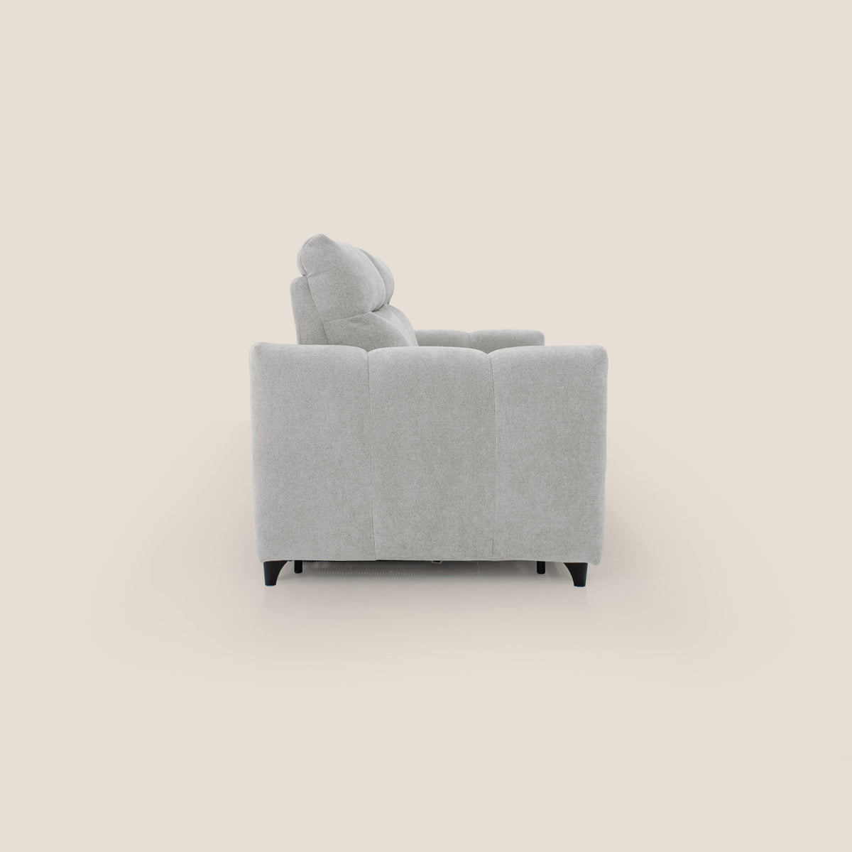 Peonia divano letto scandinavo con materasso H18 cm e morbido e alto schienale in tessuto Bouclé impermeabile T07 grigio - divitt.sbs