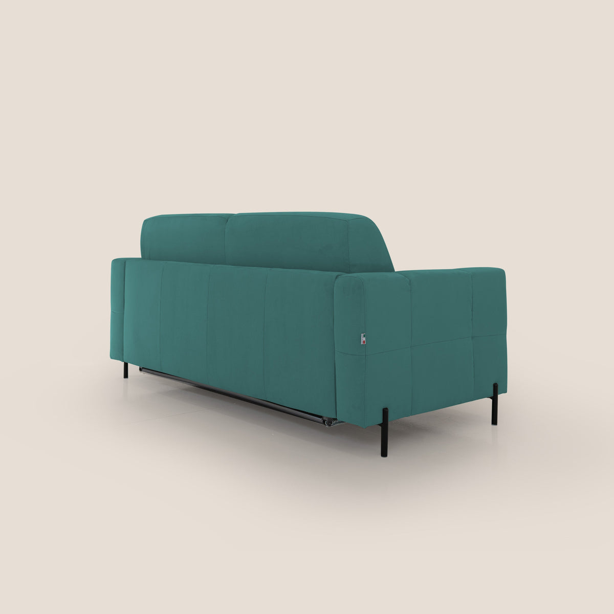 Ortensia divano letto materasso H18 cm con piedi alti in elegante microfibra smacchiabile T11 petrolio - divitt.sbs