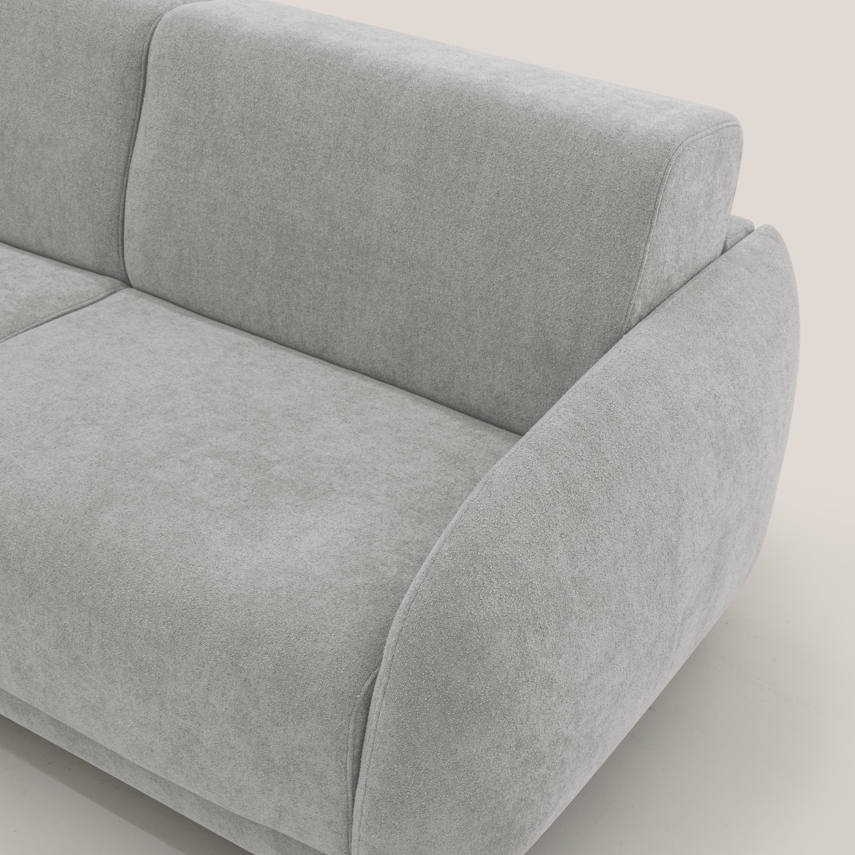 Giglio divano letto scandinavo japandi con materasso H18 cm in tessuto Bouclé impermeabile T07 grigio - divitt.sbs