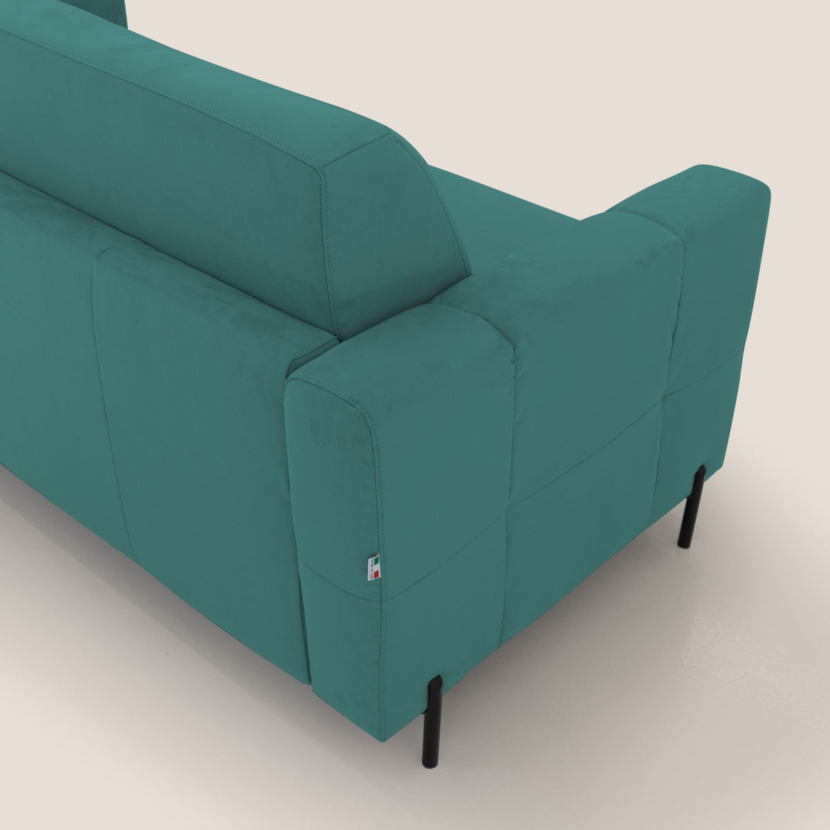 Ortensia divano letto materasso H18 cm con piedi alti in elegante microfibra smacchiabile T11 petrolio - divitt.sbs