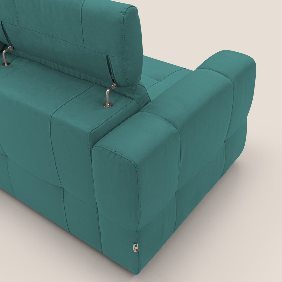 Kronos Divano con pouf estraibile poggiapiedi e poggiatesta reclinabili in morbida microfibra impermeabile T11 petrolio - divitt.sbs