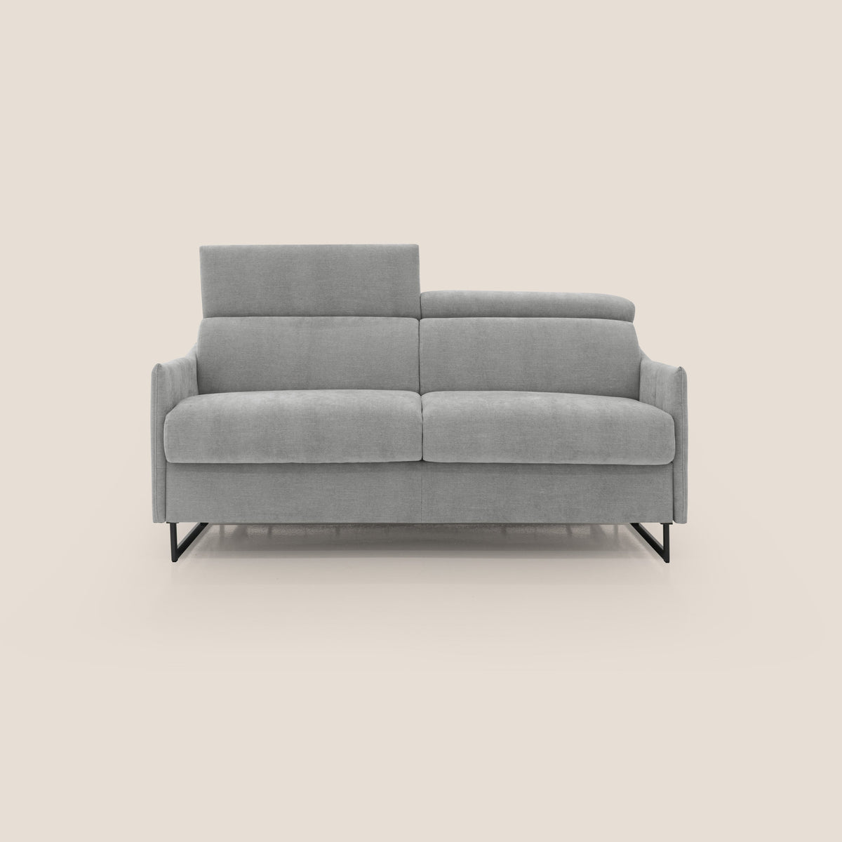 Loto divano letto salvaspazio materasso H18 cm con piedi alti in morbido tessuto impermeabile T14 grigio chiaro - divitt.sbs