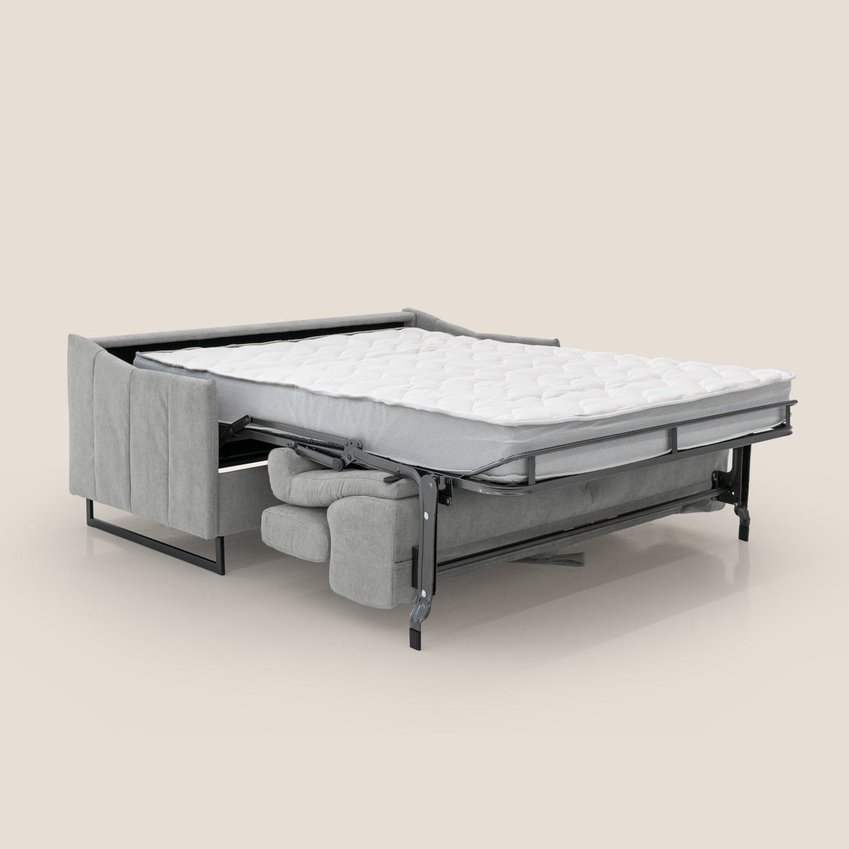 Loto divano letto salvaspazio materasso H18 cm con piedi alti in morbido tessuto impermeabile T14 grigio chiaro - divitt.sbs