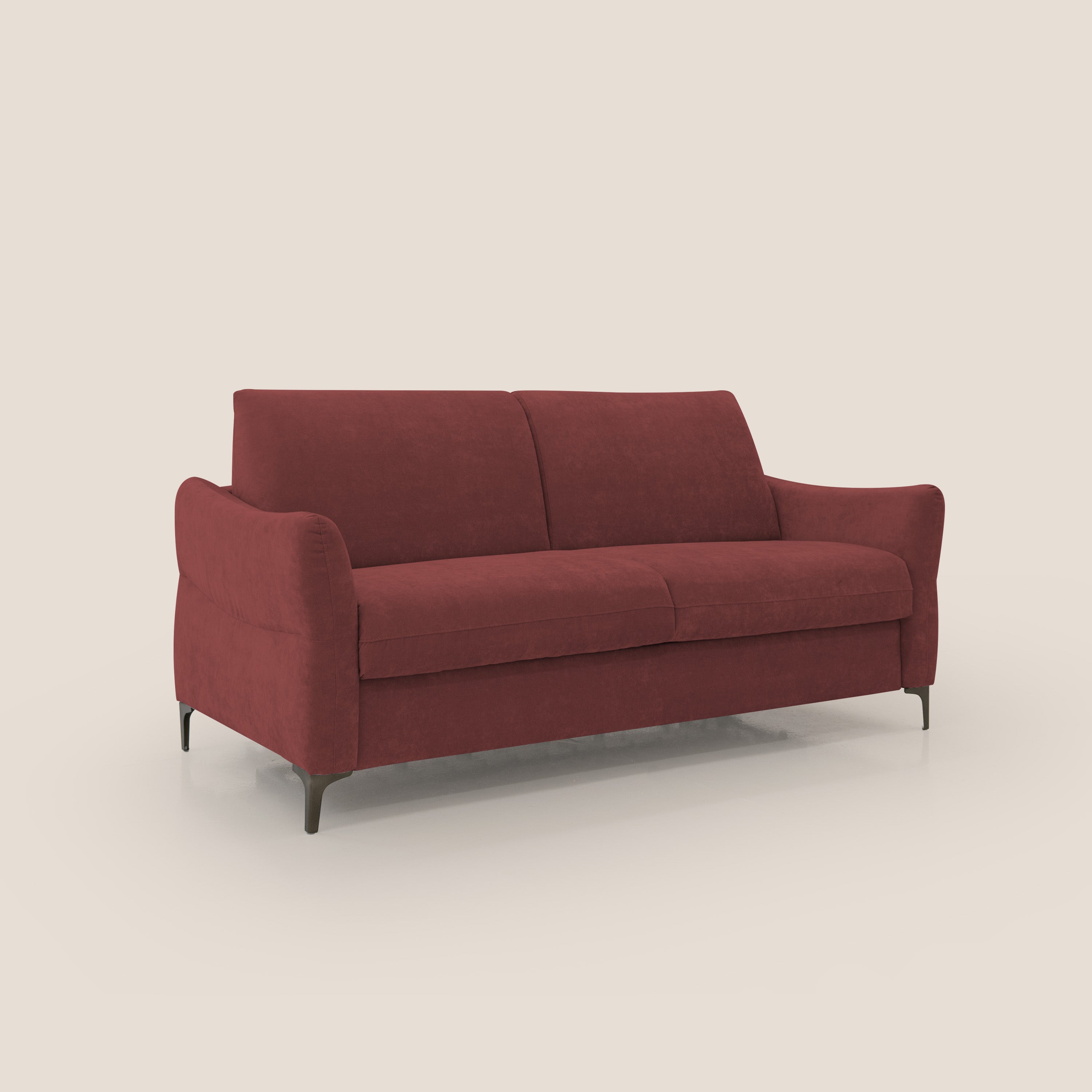 Dalia divano letto con materasso H18 cm e piedi alti in raffinato tessuto smacchiabile T17 rosso - divitt.sbs