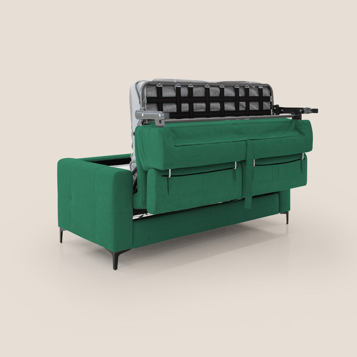 Gardenia divano letto materasso alto 18 cm con poggiatesta reclinabili e rivestimento impermeabile T02 verde - divitt.sbs