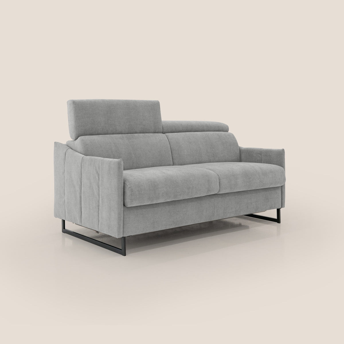 Loto divano letto salvaspazio materasso H18 cm con piedi alti in morbido tessuto impermeabile T14 grigio chiaro - divitt.sbs