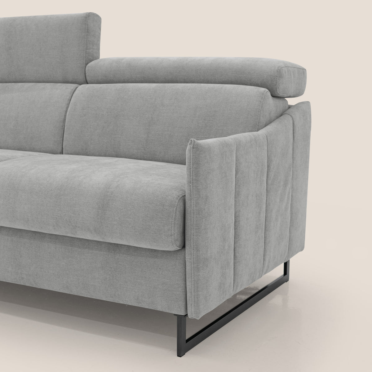 Loto divano letto salvaspazio materasso H18 cm con piedi alti in morbido tessuto impermeabile T14 grigio chiaro - divitt.sbs