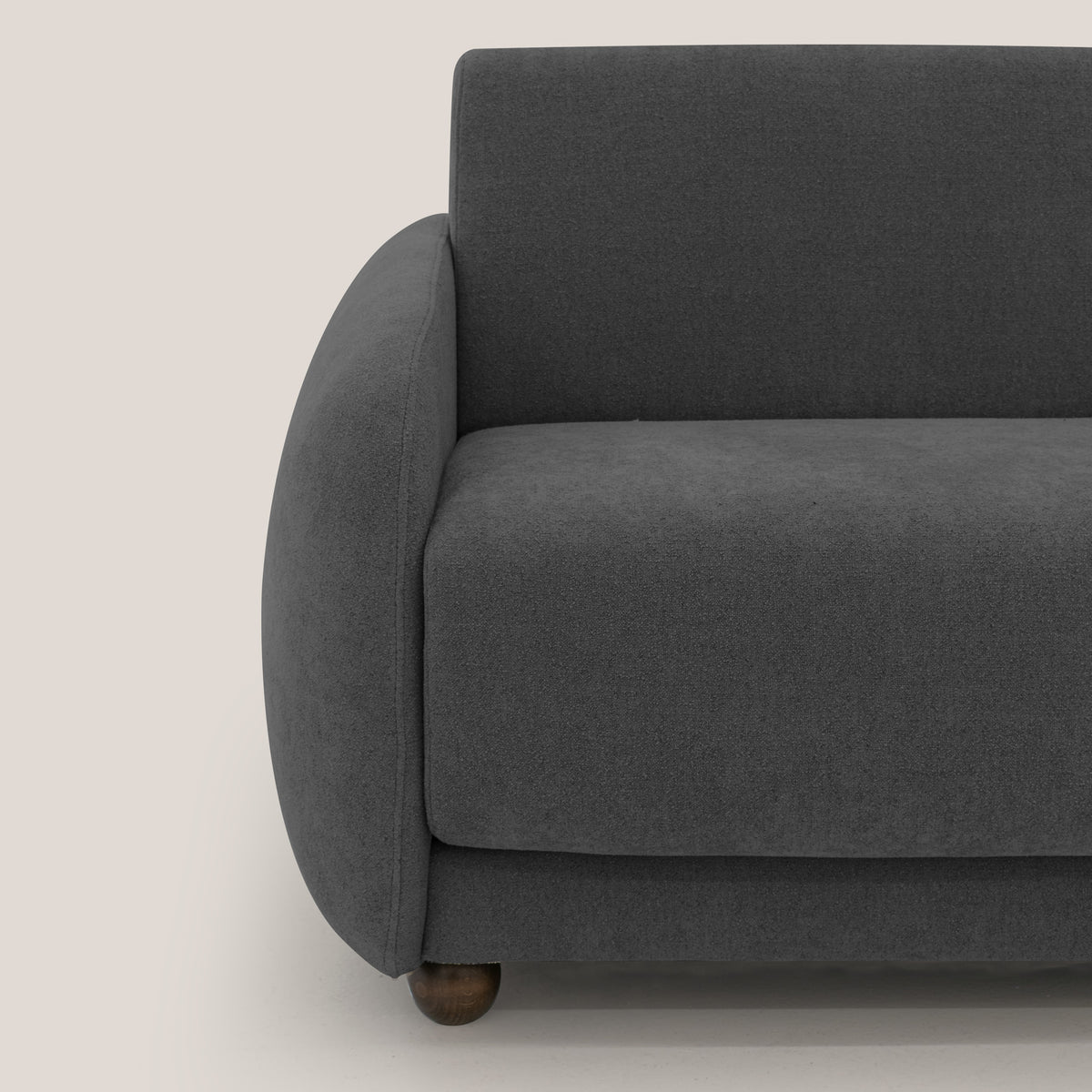 Giglio divano letto scandinavo japandi con materasso H18 cm in tessuto Bouclé impermeabile T07 antracite - divitt.sbs