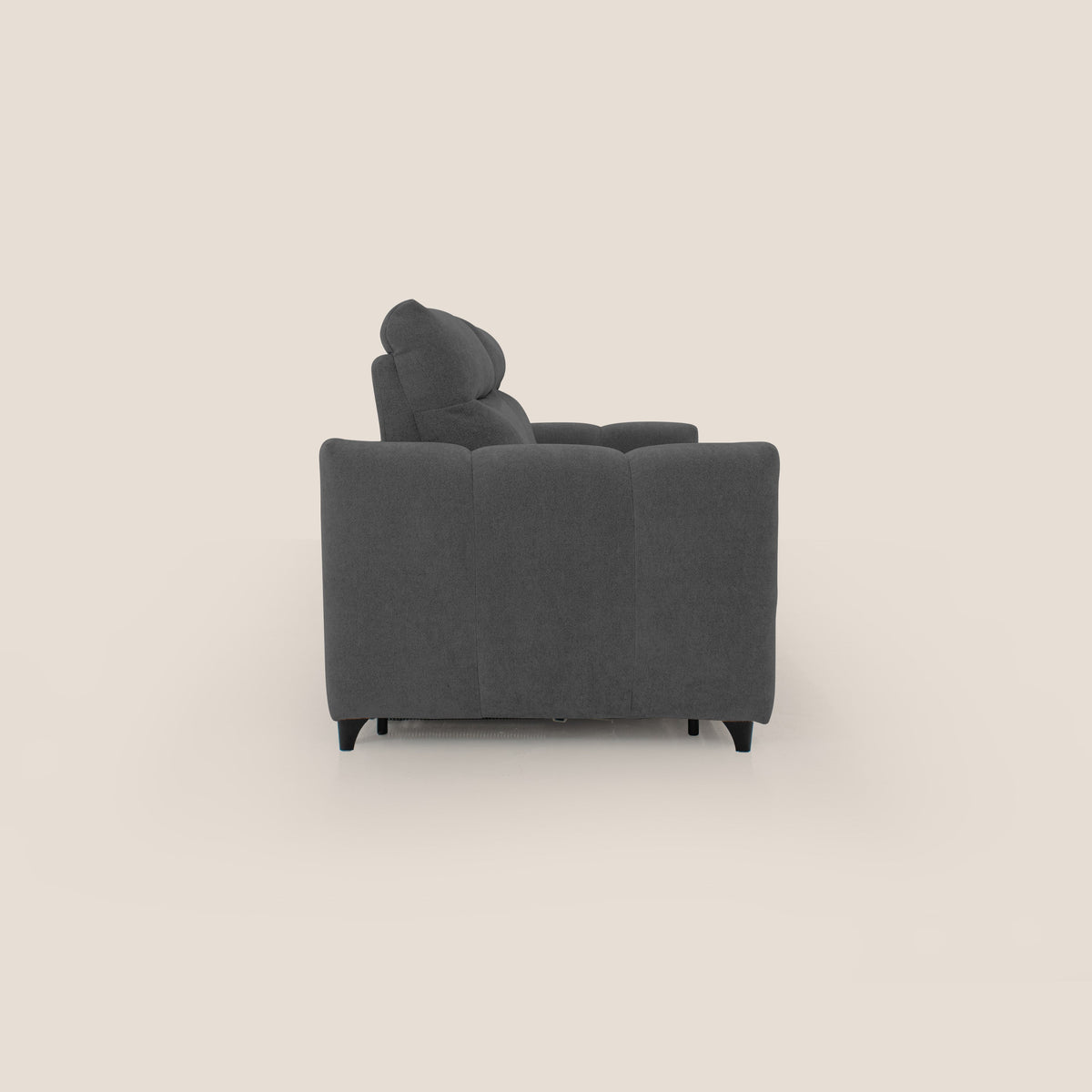 Peonia divano letto scandinavo con materasso H18 cm e morbido e alto schienale in tessuto Bouclé impermeabile T07 antracite - divitt.sbs