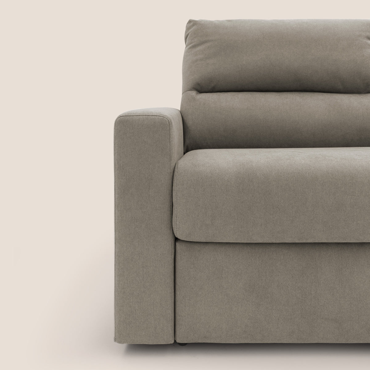 Paloma divano letto con materasso alto 18 cm con Aloe Vera in tessuto impermeabile talpa - divitt.sbs