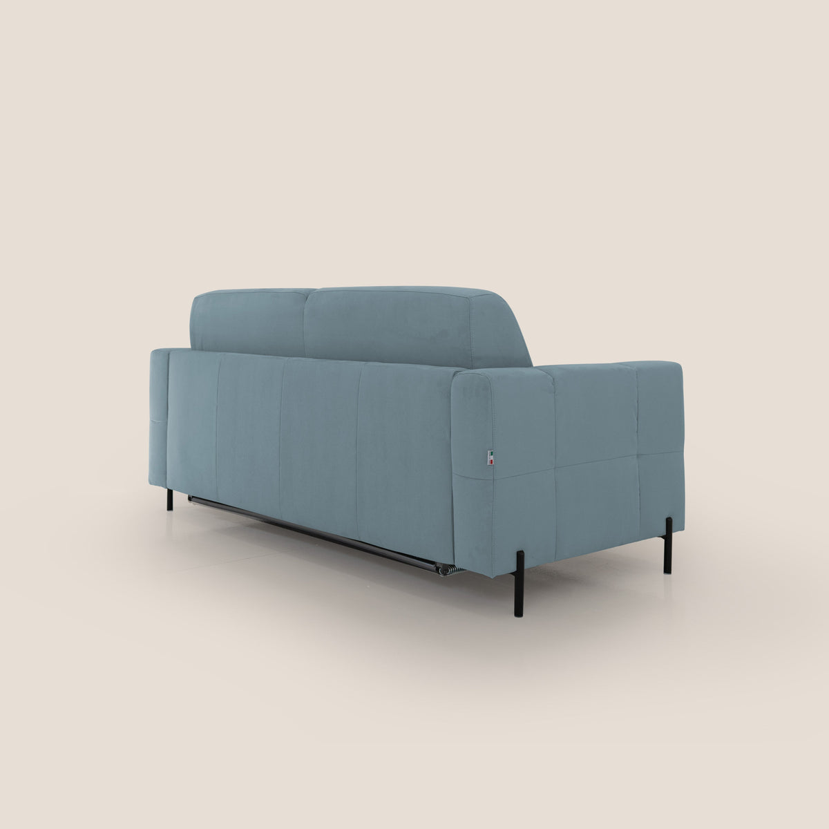 Ortensia divano letto materasso H18 cm con piedi alti in elegante microfibra smacchiabile T11 carta da zucchero - divitt.sbs