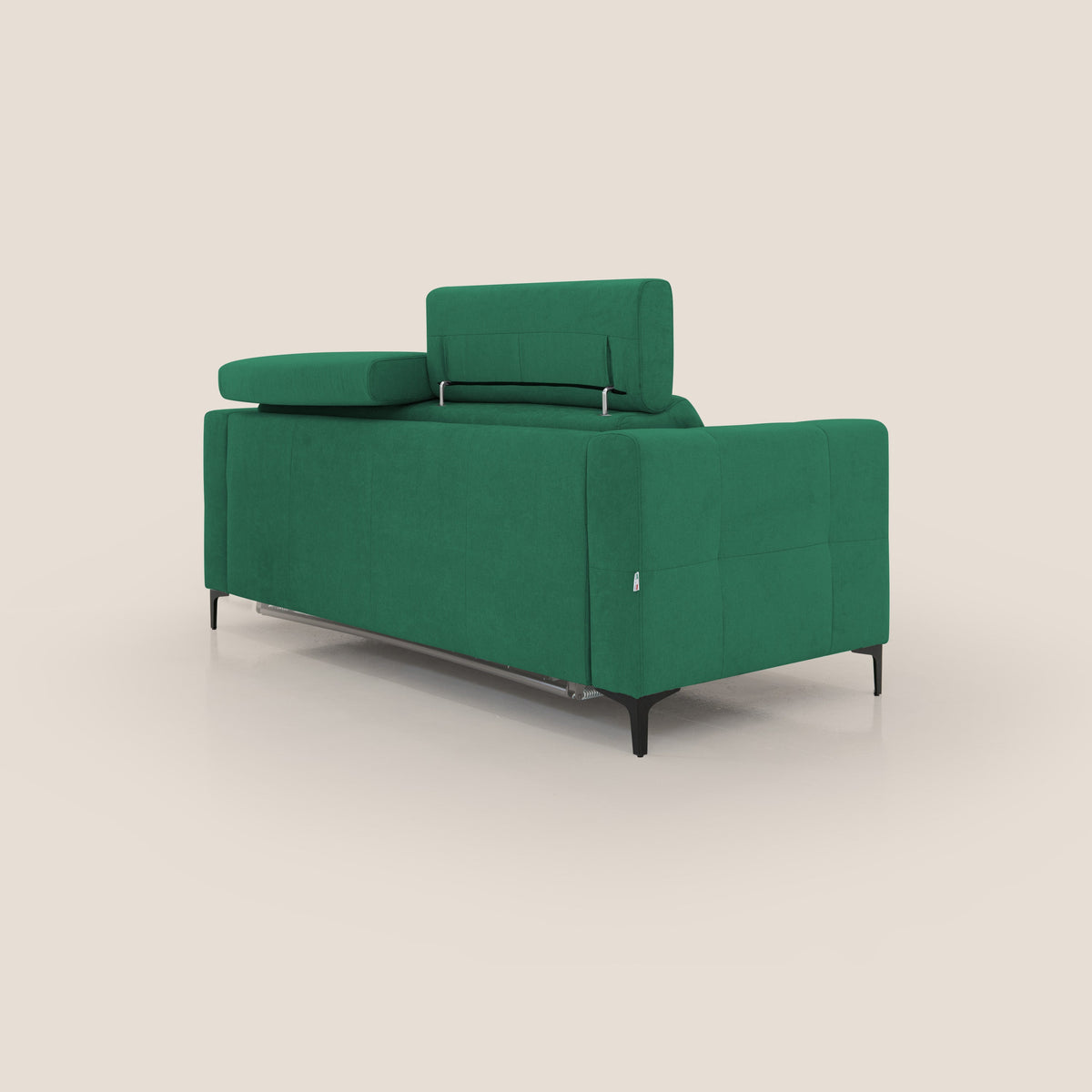 Gardenia divano letto materasso alto 18 cm con poggiatesta reclinabili e rivestimento impermeabile T02 verde - divitt.sbs