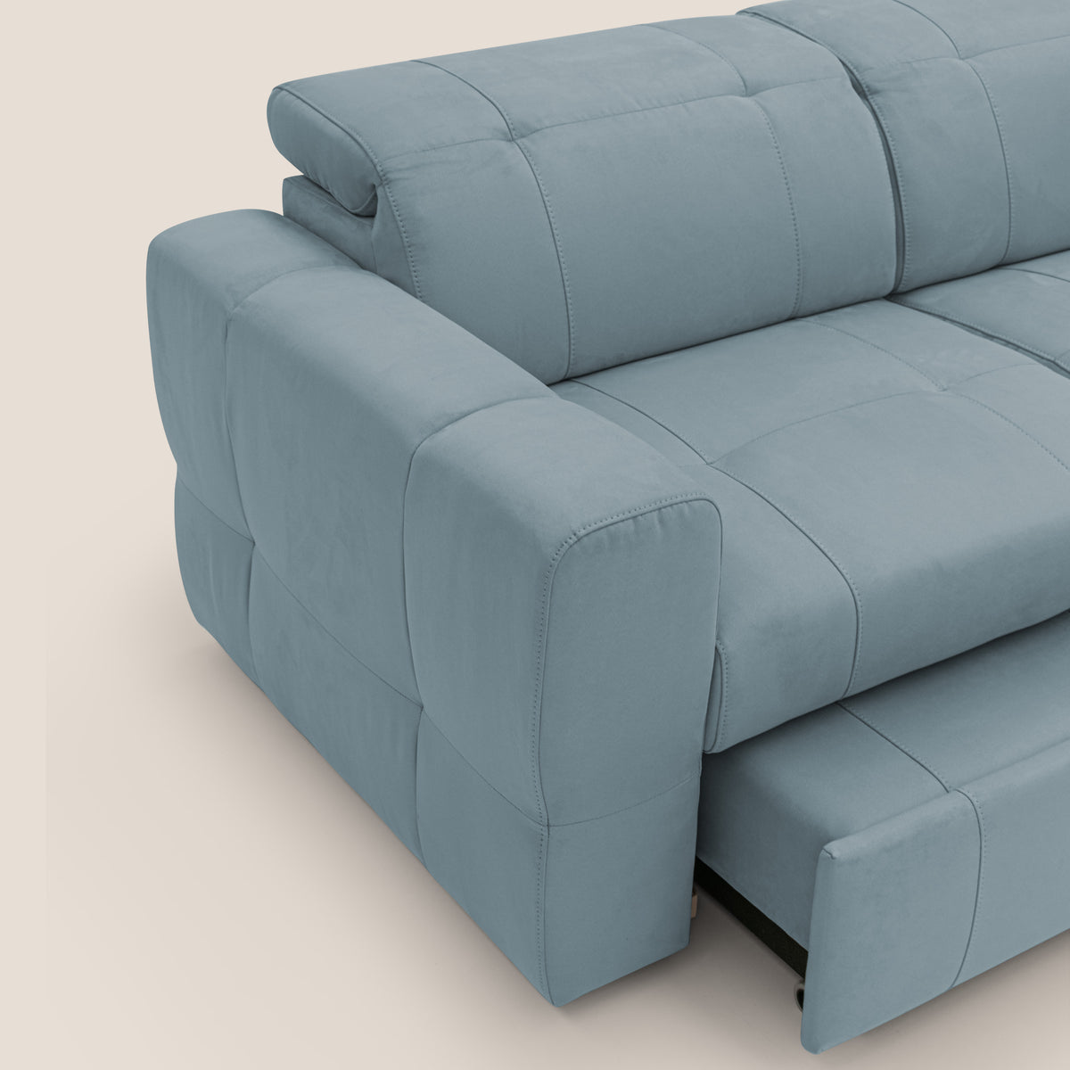 Kronos Divano angolare con poggiapiedi estraibile e pouf contenitore mobile in microfibra impermeabile T11 carta da zucchero - divitt.sbs