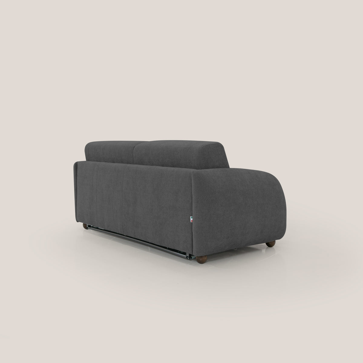 Giglio divano letto scandinavo japandi con materasso H18 cm in tessuto Bouclé impermeabile T07 antracite - divitt.sbs