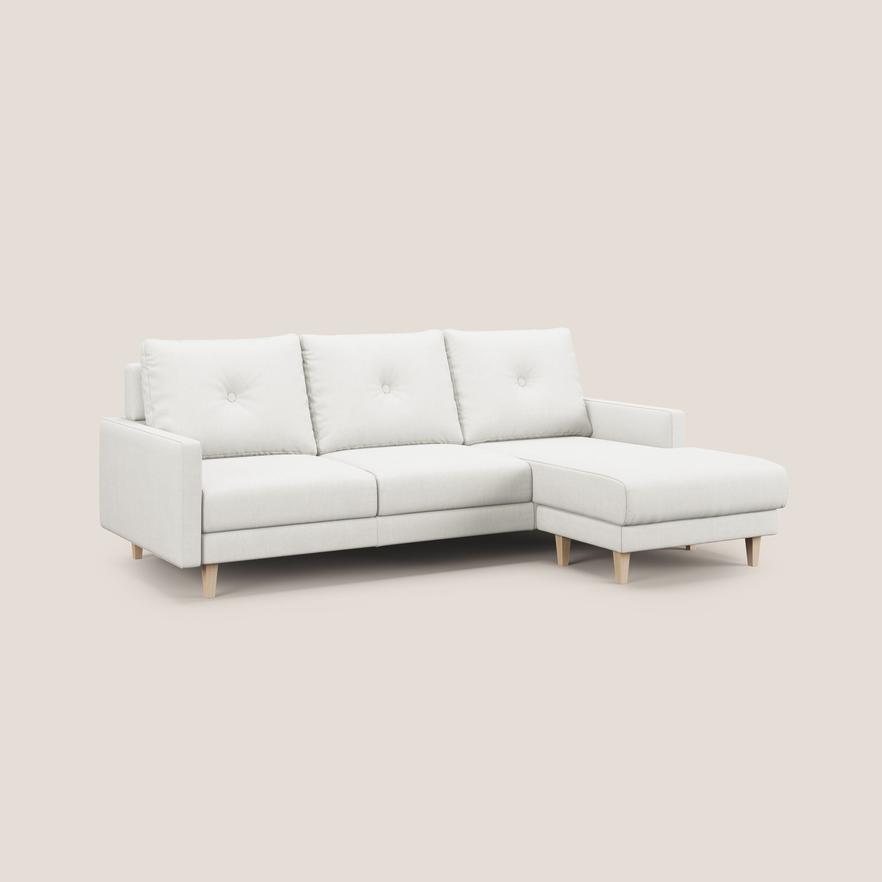 Matisse Divano angolare con sedute scorrevoli in tessuto morbido smacchiabile T17 bianco - divitt.sbs