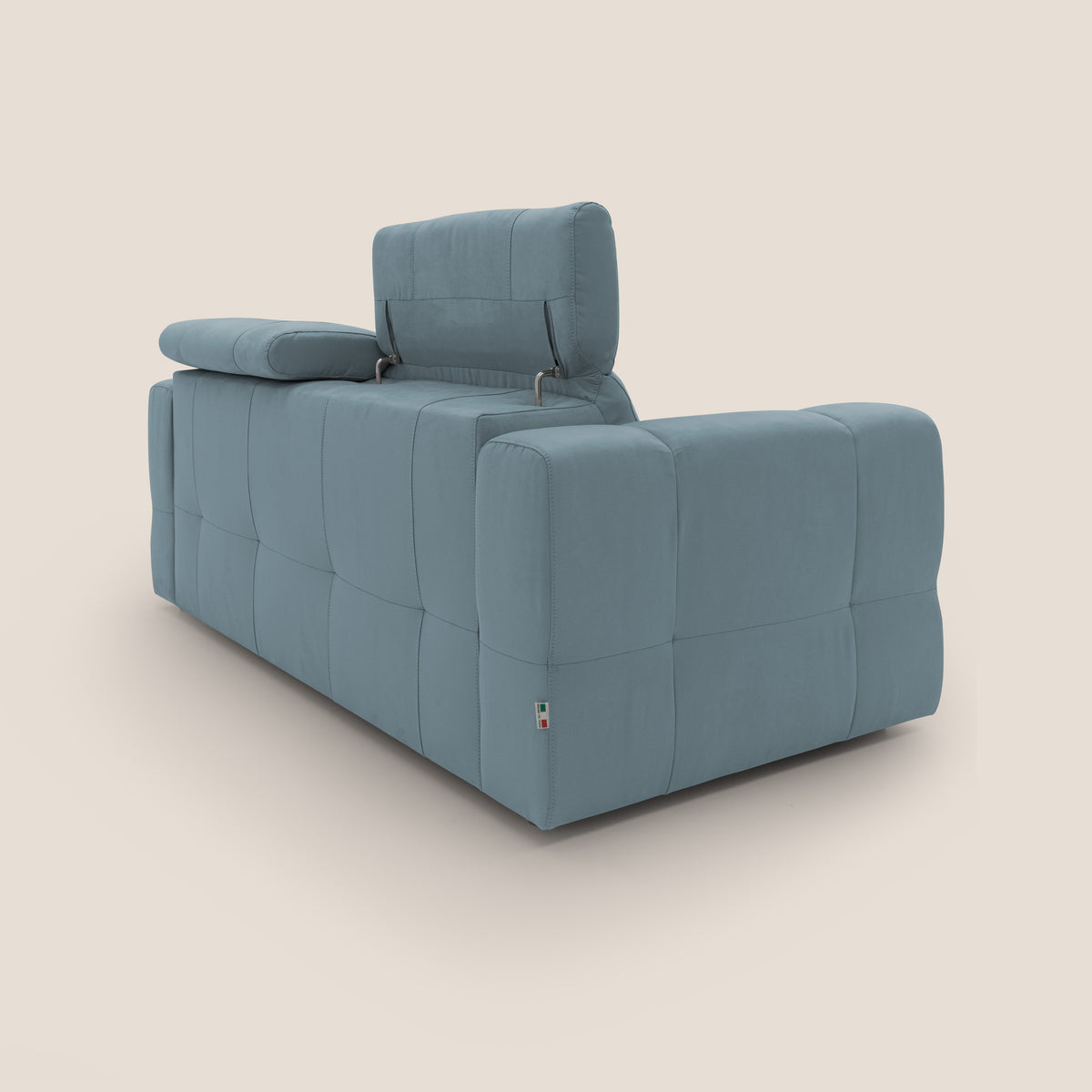 Kronos Divano con pouf estraibile poggiapiedi e poggiatesta reclinabili in morbida microfibra impermeabile T11 carta da zucchero - divitt.sbs