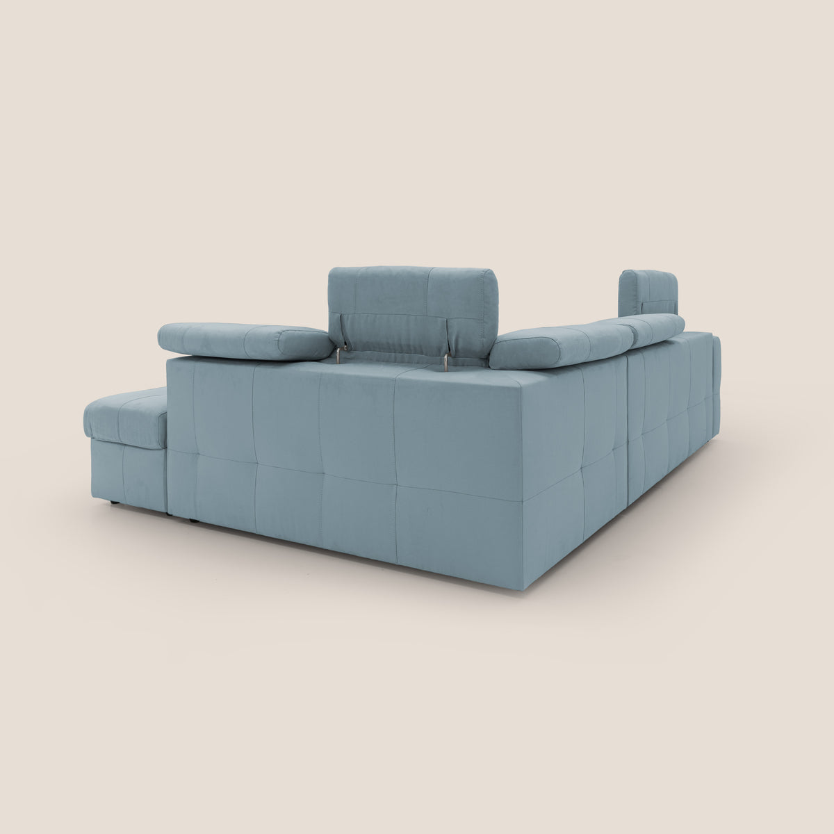 Kronos Divano angolare con poggiapiedi estraibile e pouf contenitore mobile in microfibra impermeabile T11 carta da zucchero - divitt.sbs