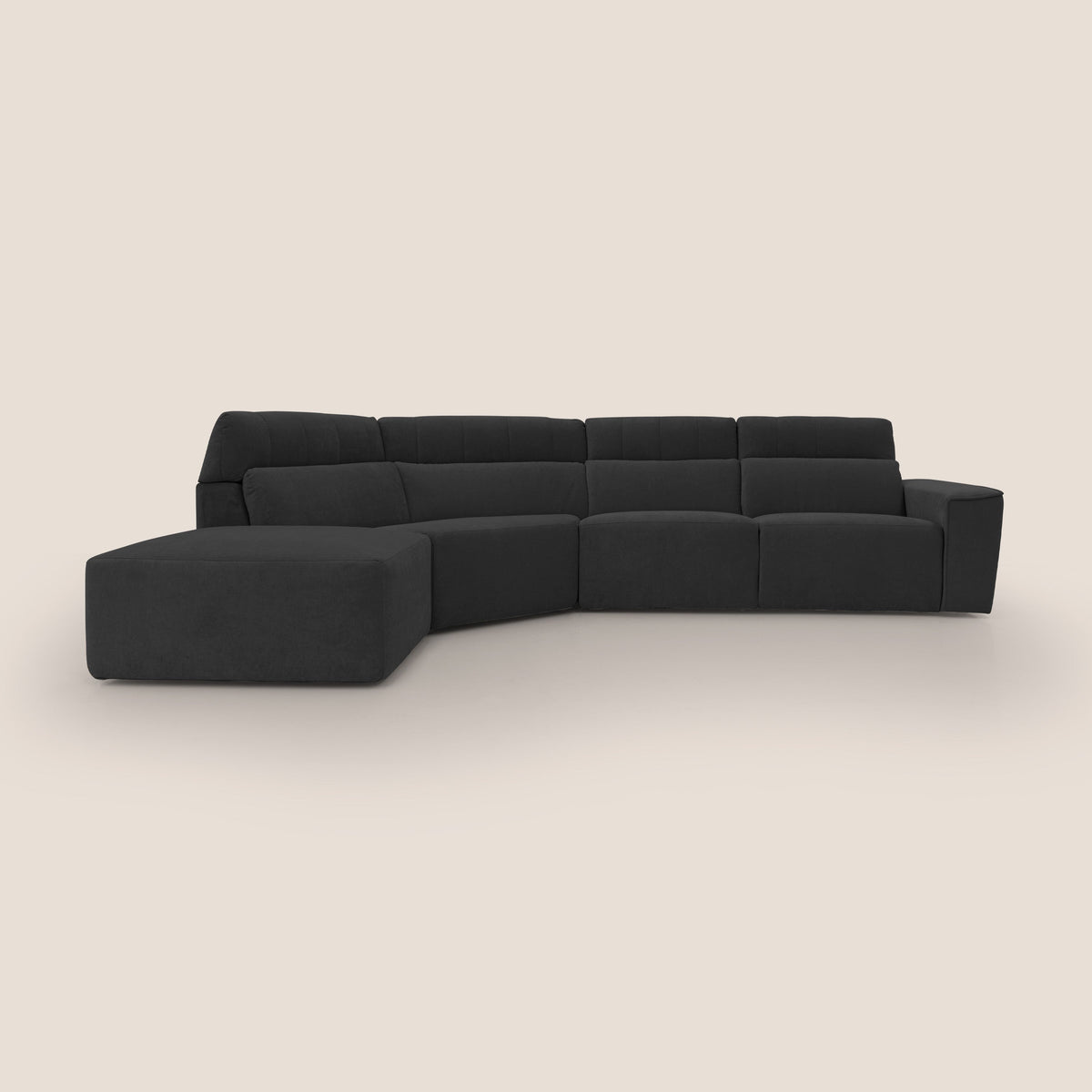 Clark Divano angolare con opzione relax elettrico in tessuto smacchiabile impermeabile T17 nero - divitt.sbs
