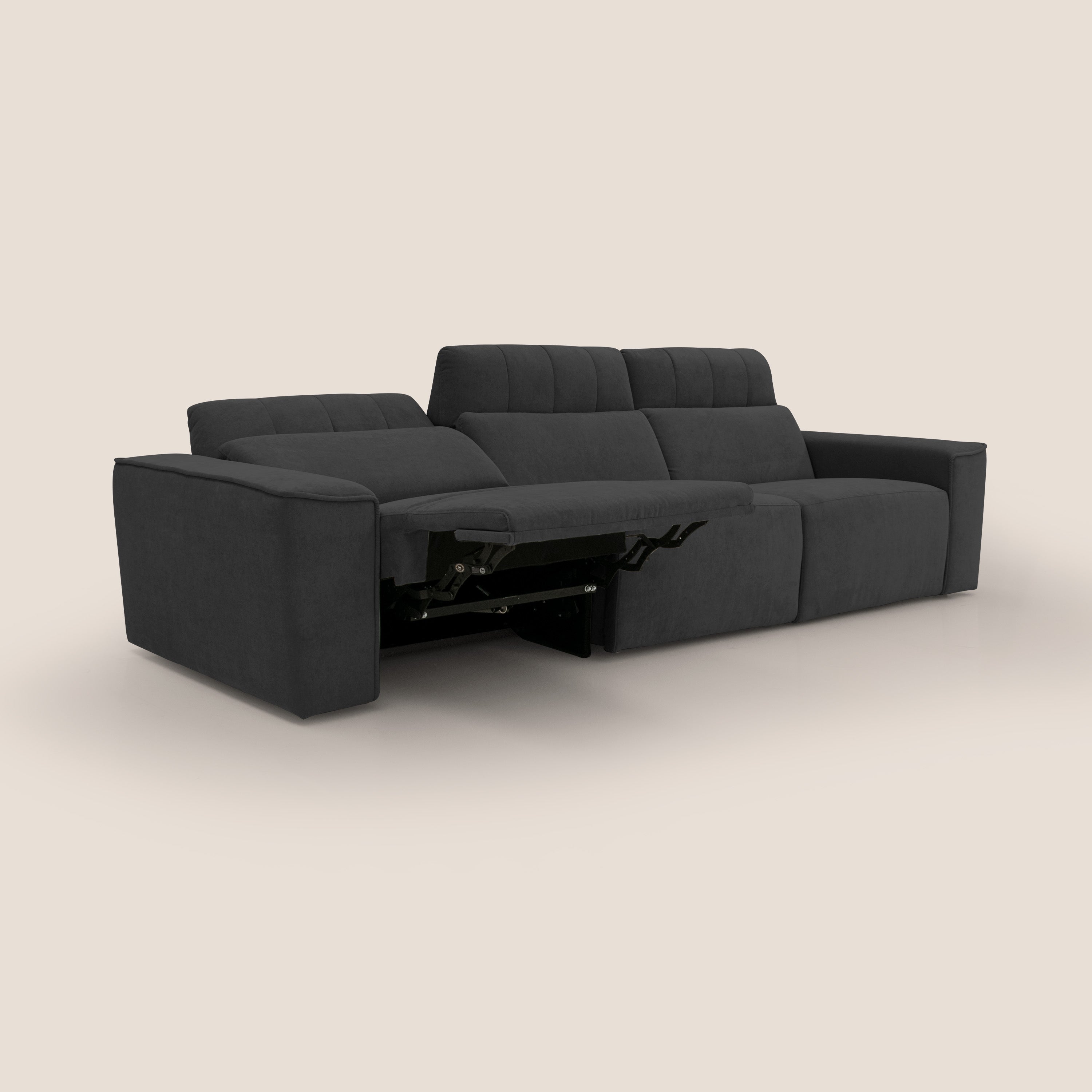 Clark Divano modulare 3 sedute con opzione relax elettrico in tessuto smacchiabile impermeabile T17 nero - divitt.sbs