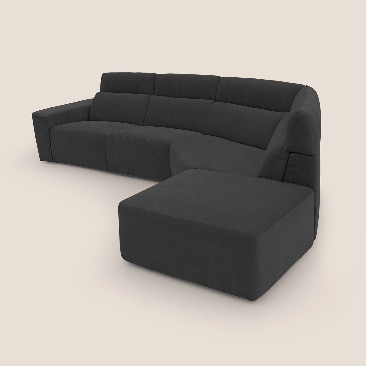 Clark Divano angolare con opzione relax elettrico in tessuto smacchiabile impermeabile T17 nero - divitt.sbs