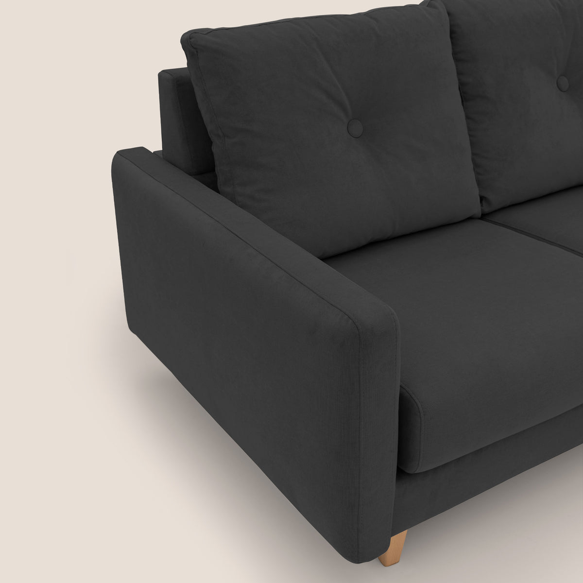 Matisse Divano angolare con sedute scorrevoli in tessuto morbido smacchiabile T17 nero - divitt.sbs