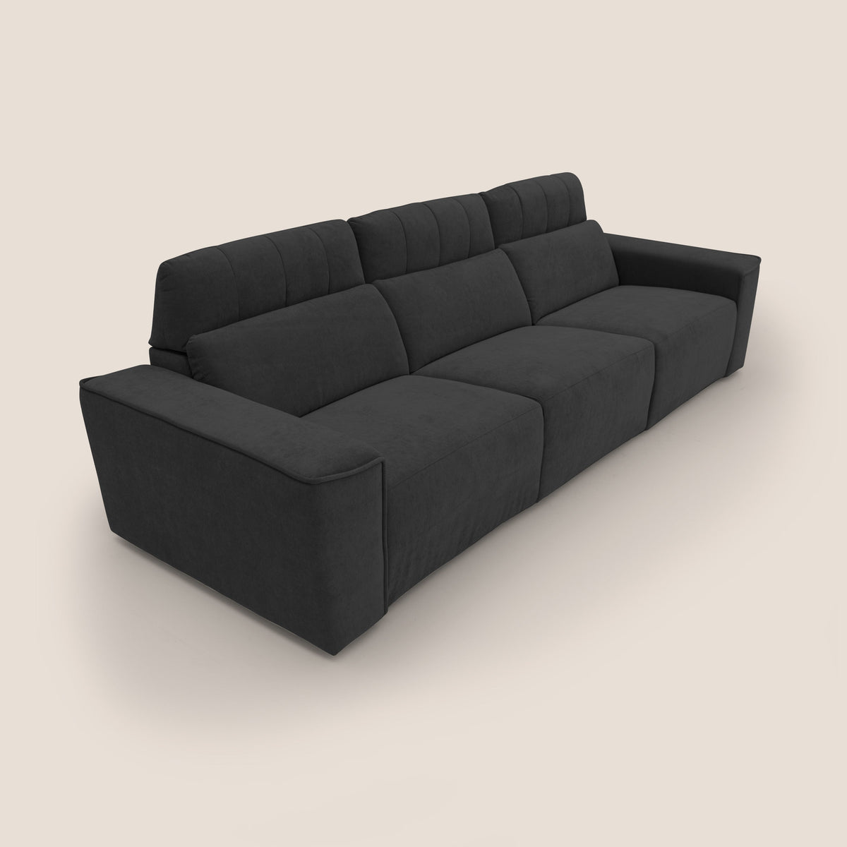 Clark Divano modulare 3 sedute con opzione relax elettrico in tessuto smacchiabile impermeabile T17 nero - divitt.sbs