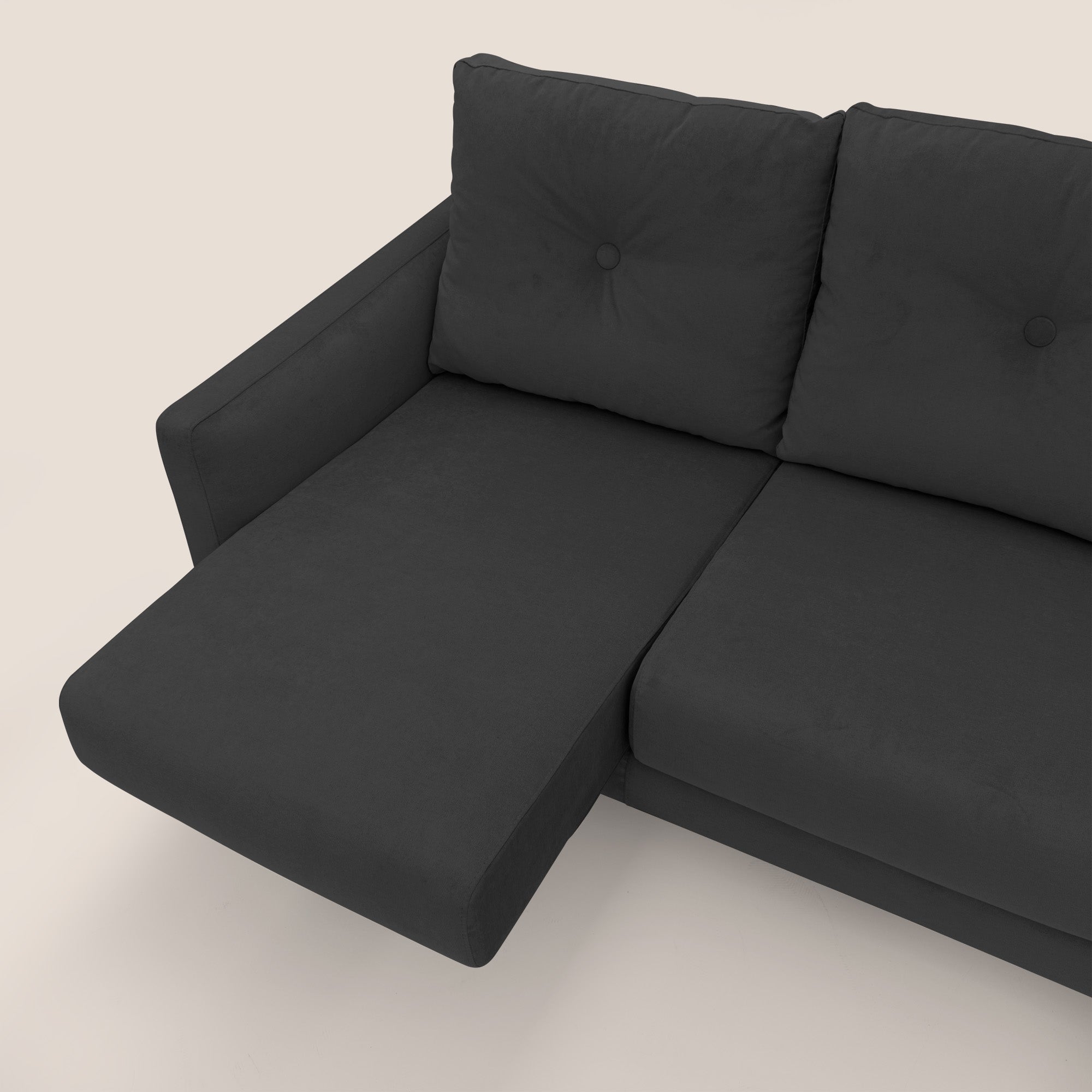 Matisse Divano angolare con sedute scorrevoli in tessuto morbido smacchiabile T17 nero - divitt.sbs