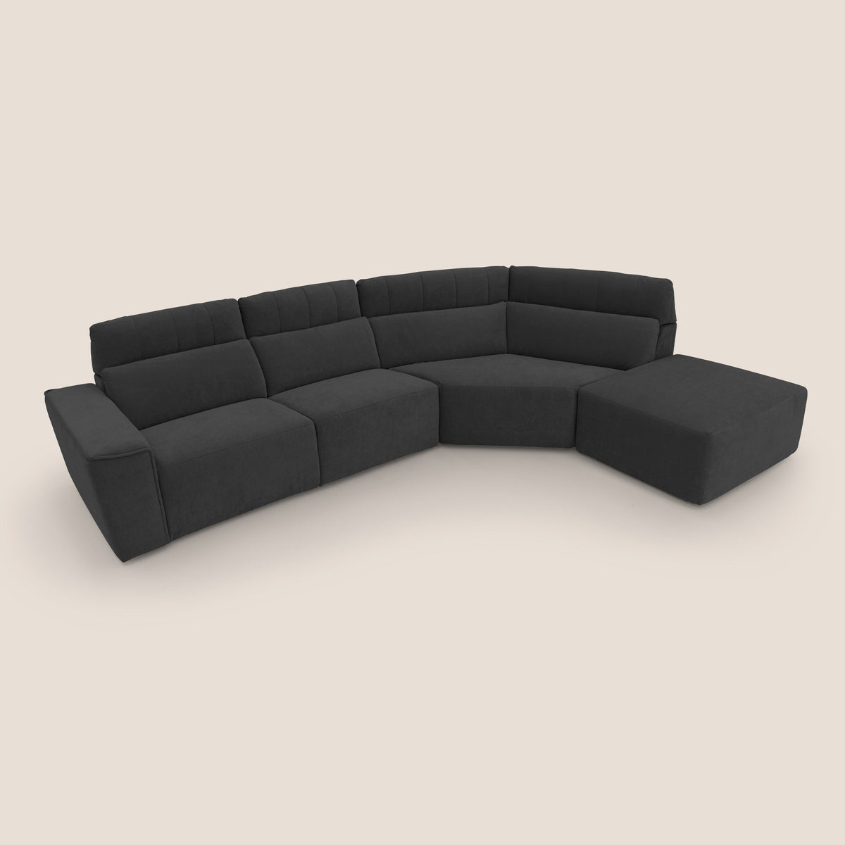 Clark Divano angolare con opzione relax elettrico in tessuto smacchiabile impermeabile T17 nero - divitt.sbs