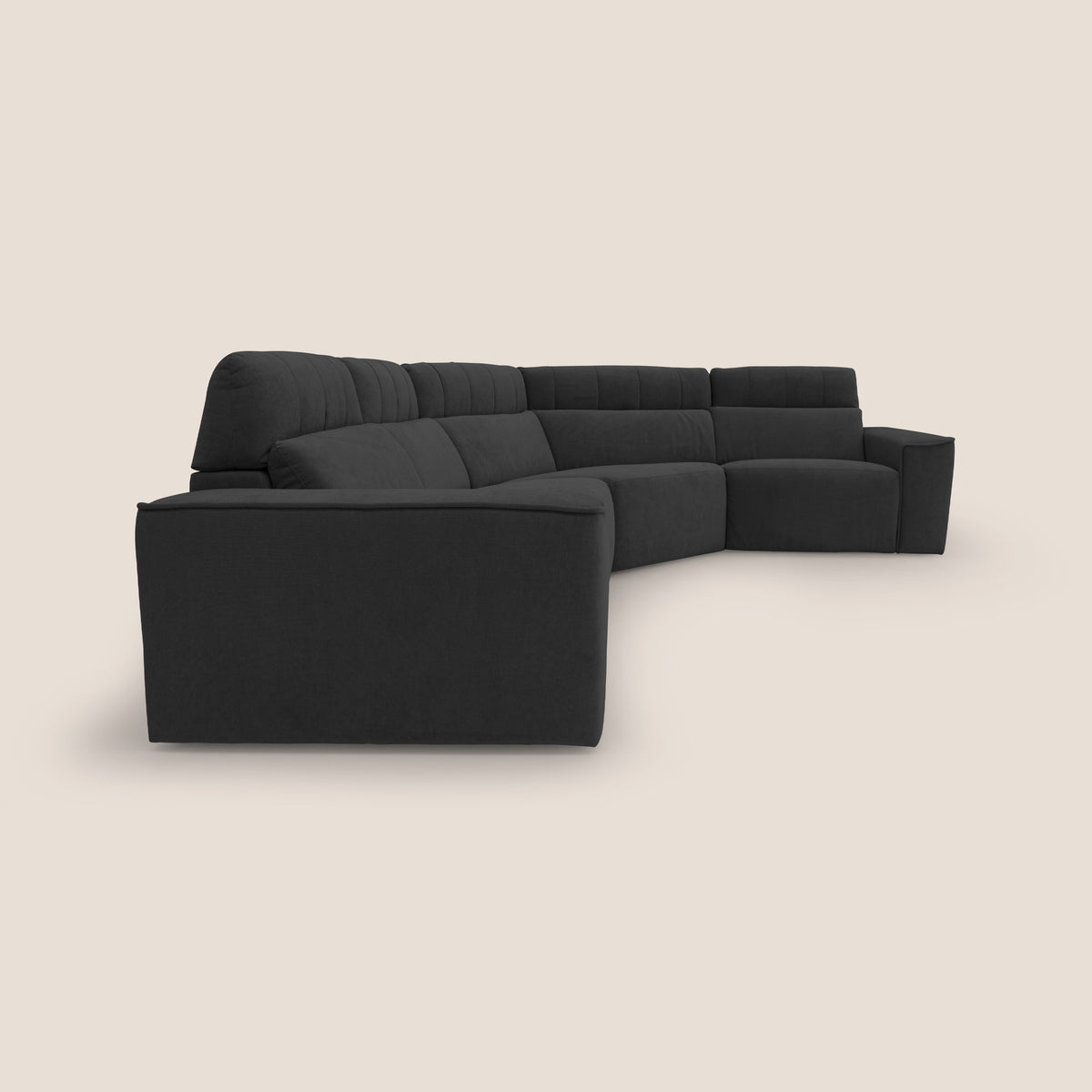 Clark Divano modulare angolare REVERSIBILE con opzione relax elettrico in tessuto smacchiabile impermeabile T17 nero - divitt.sbs