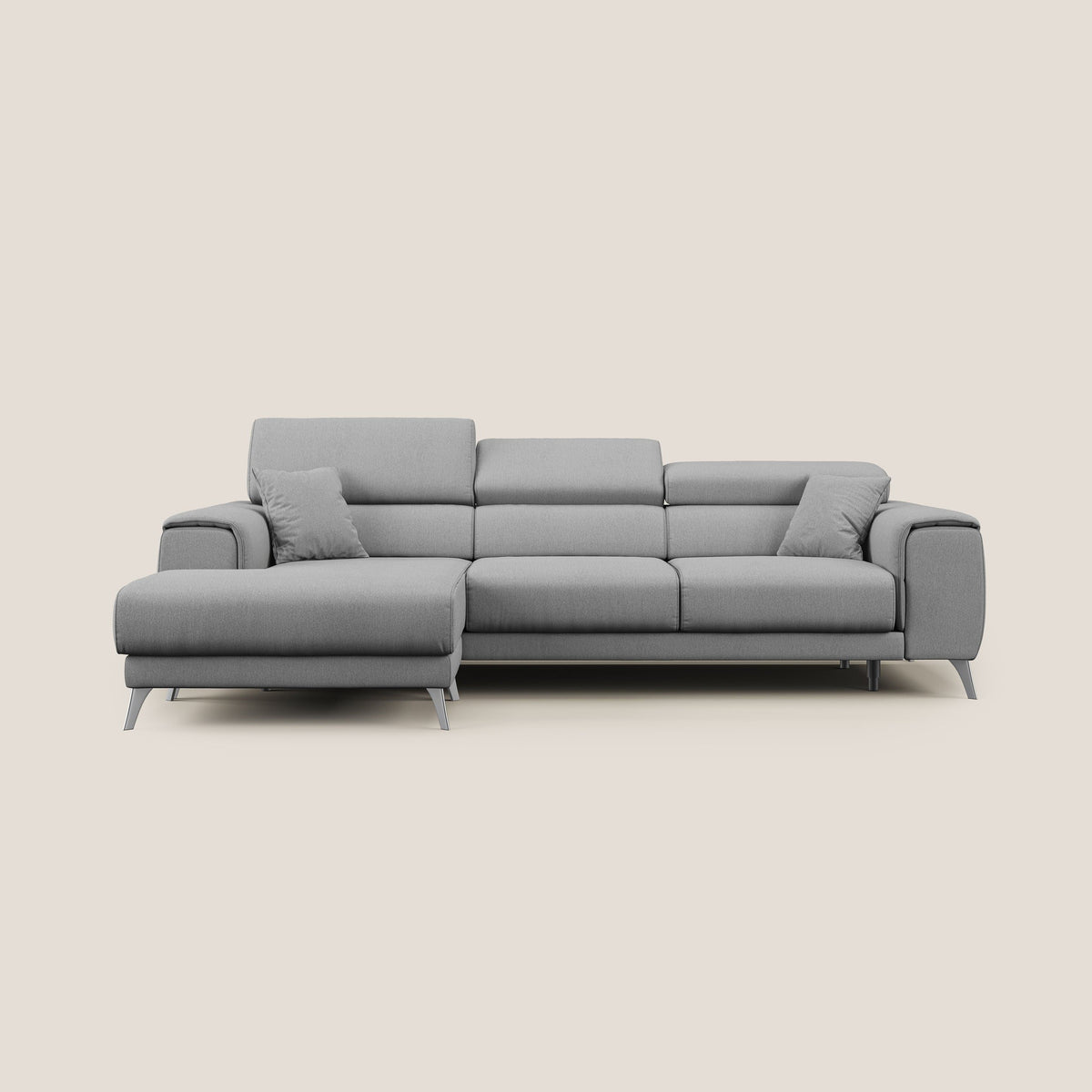 Fusion Divano angolare con sedute scorrevoli in tessuto morbido smacchiabile T05 grigio - divitt.sbs